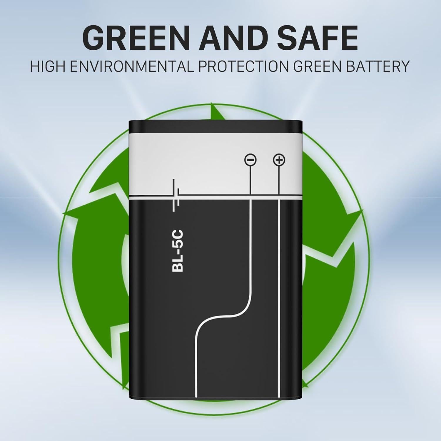 2 Baterías Recargables BL-5C 3.7V 3000mAh Alta Capacidad