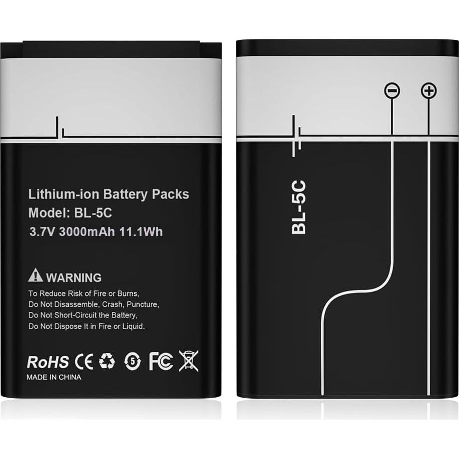 2 Baterías Recargables BL-5C 3.7V 3000mAh Alta Capacidad
