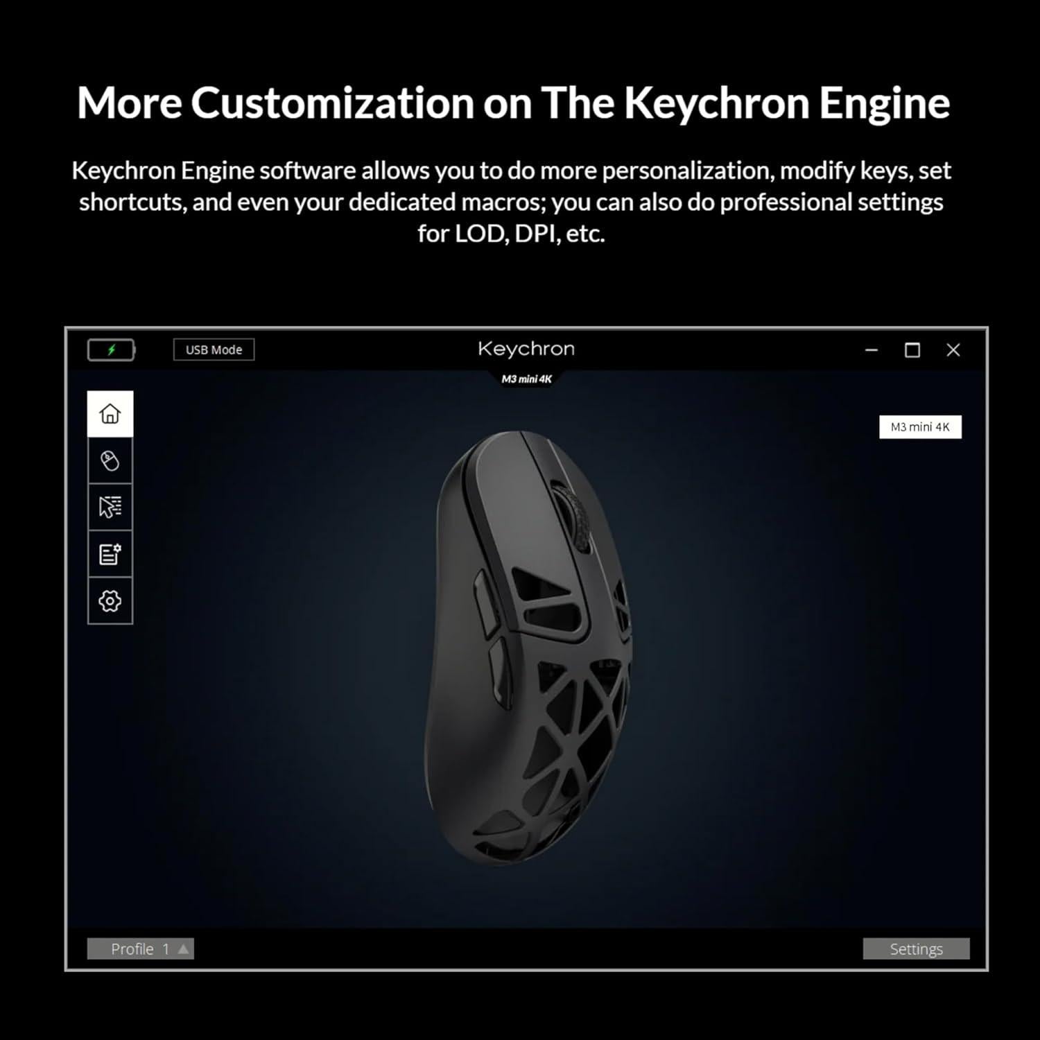 M3 Mini Ratón Inalámbrico Keychron 5.1 GHz Ultra Ligero 64g