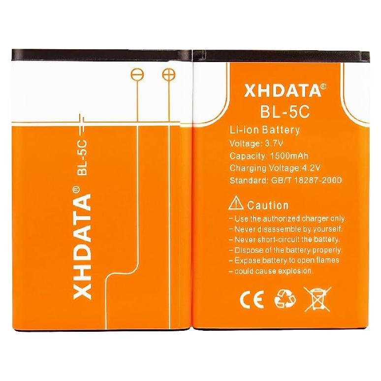 Batería Recargable XHDATA BL-5C 3.7V 1500mAh - 2 Piezas