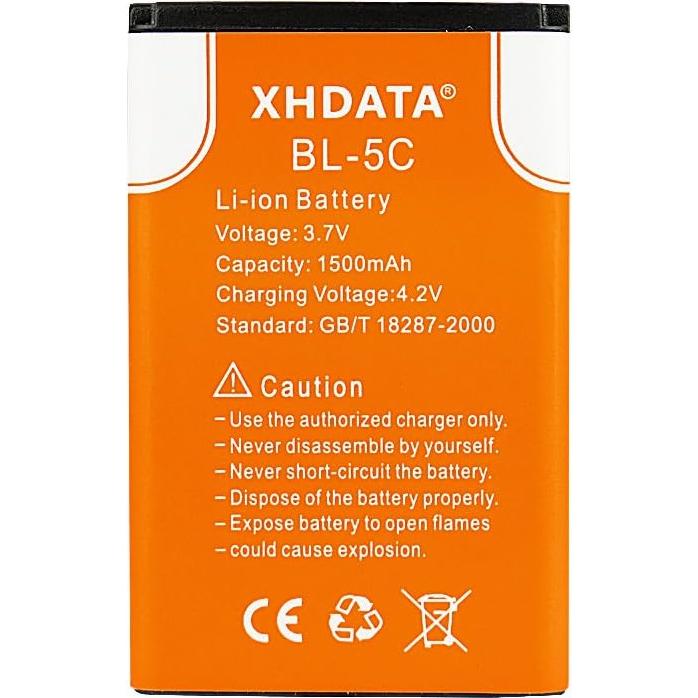 Batería Recargable XHDATA BL-5C 3.7V 1500mAh - 2 Piezas