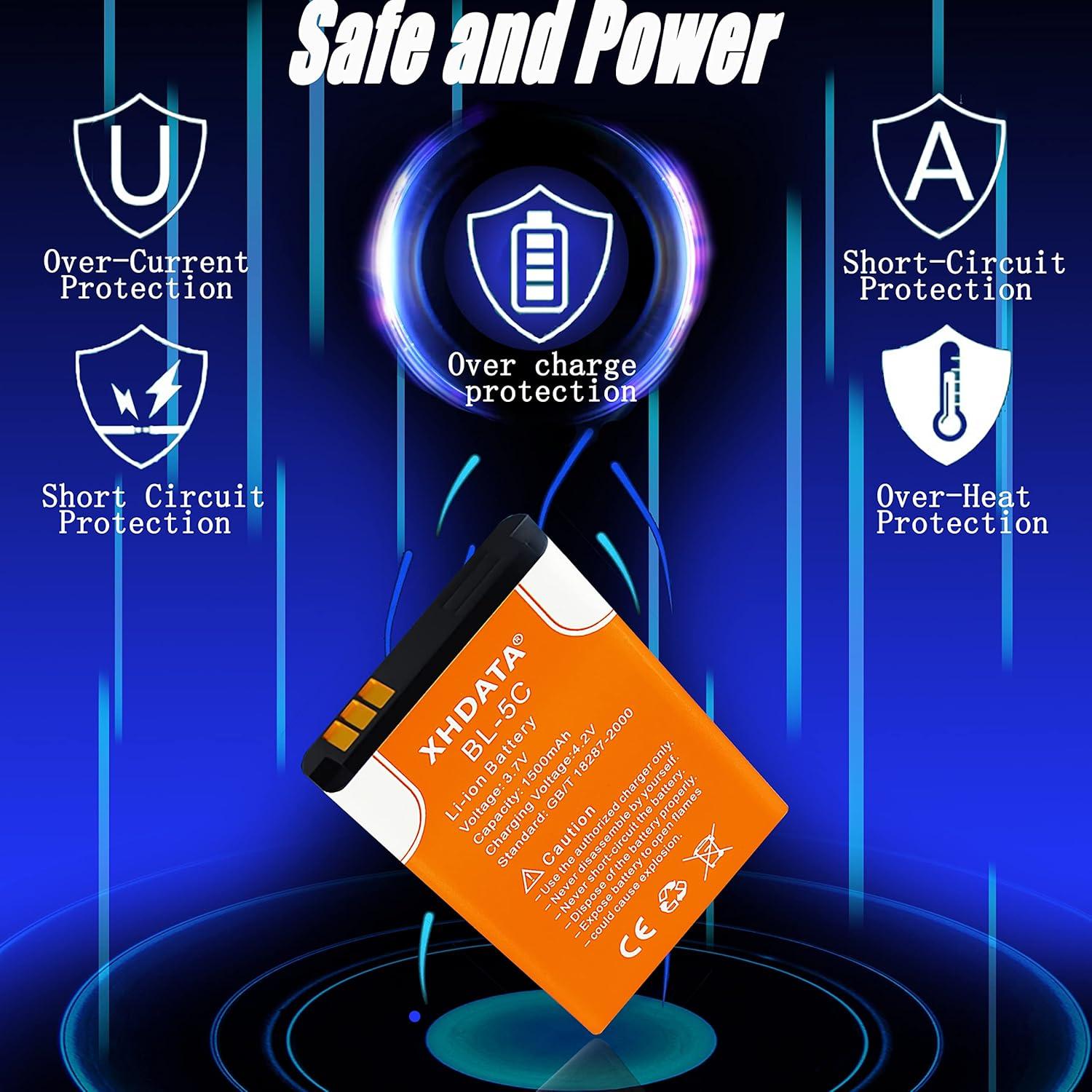 Batería Recargable XHDATA BL-5C 3.7V 1500mAh - 2 Piezas