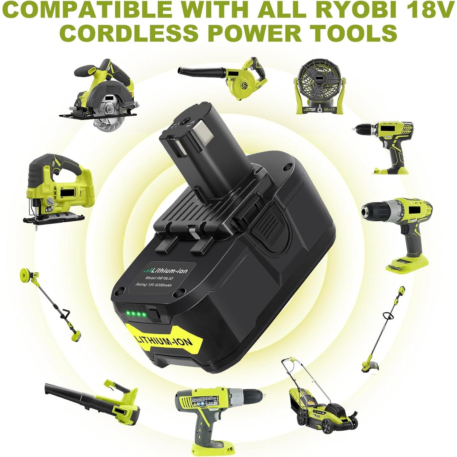 Batería de Litio 18V 6Ah Ryobi P102 P108 P189 P190