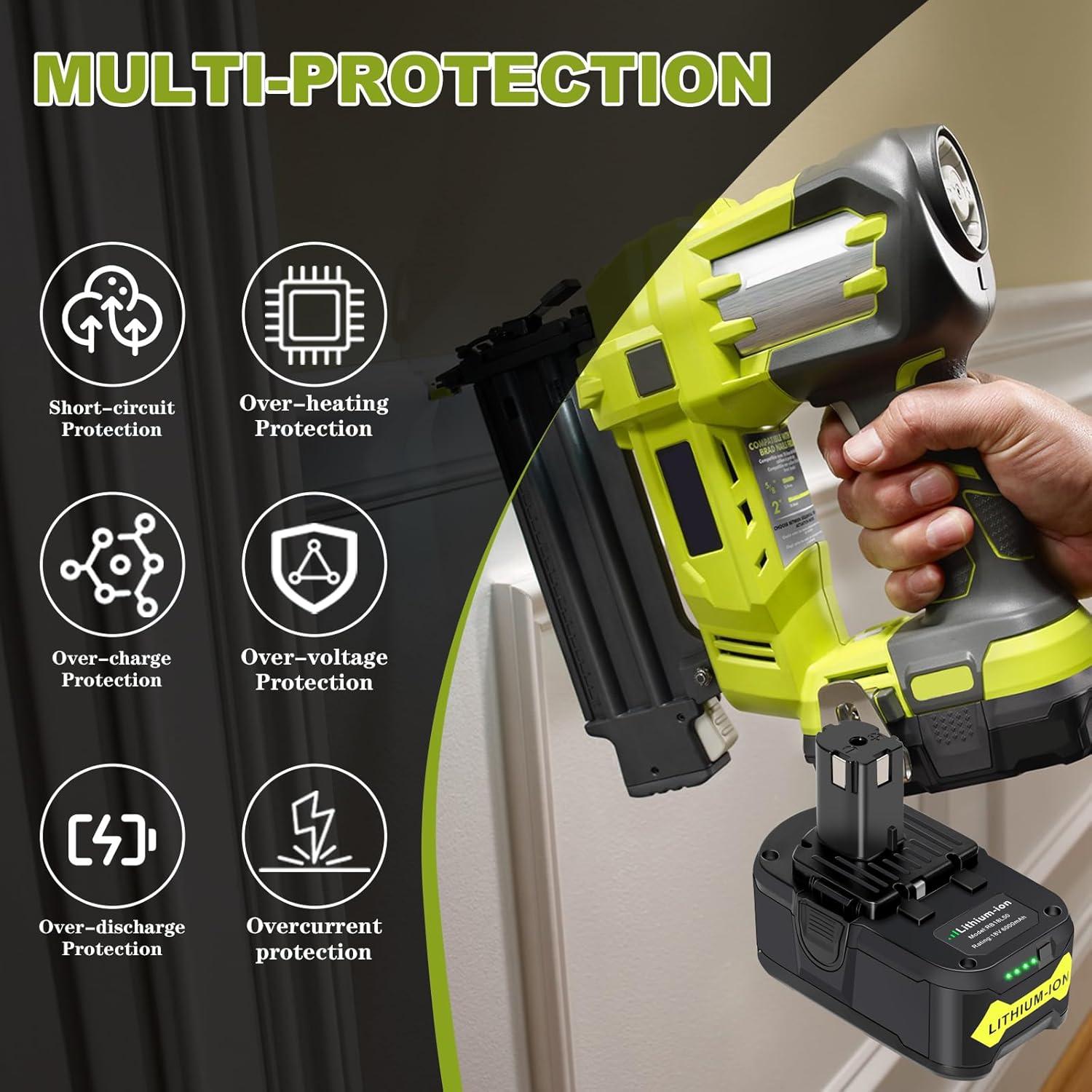 Batería de Litio 18V 6Ah Ryobi P102 P108 P189 P190