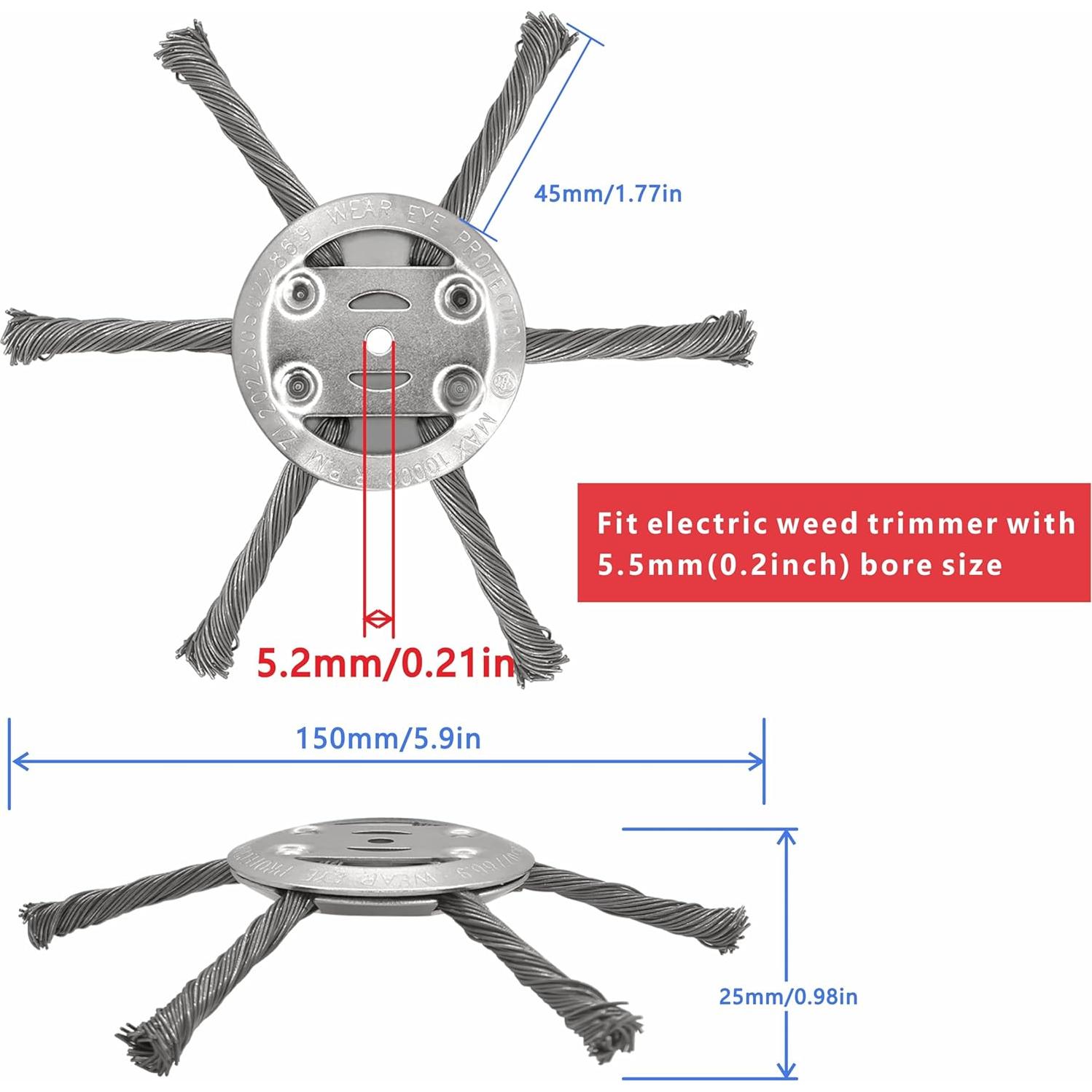 Cabezal de recortadora NeJesZoe 15cm Alambre de Acero - Paquete de 2