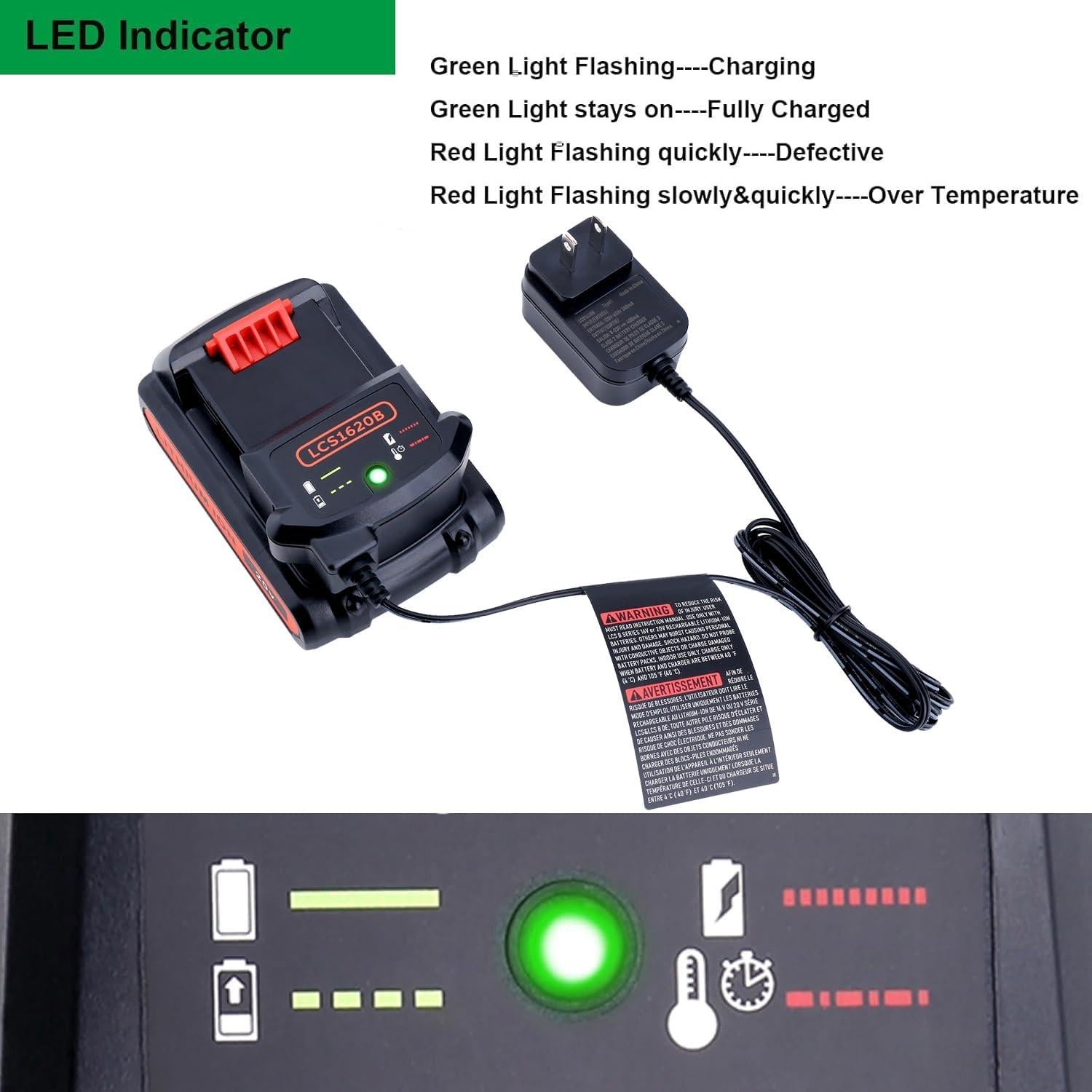 Cargador de Batería 20V MAX Black+Decker LCS1620B Litio