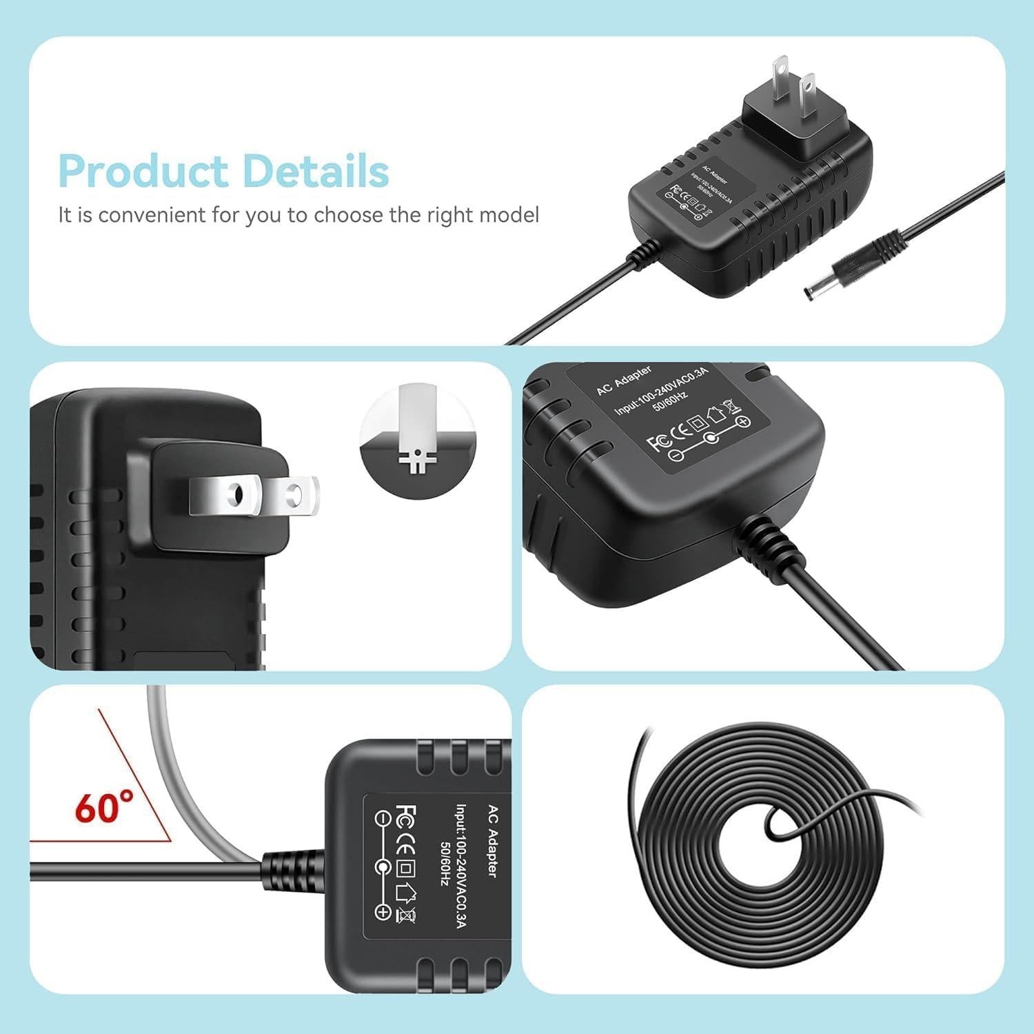 Adaptador AC 12V Junfamilee para Tijeras de Césped 7.2V