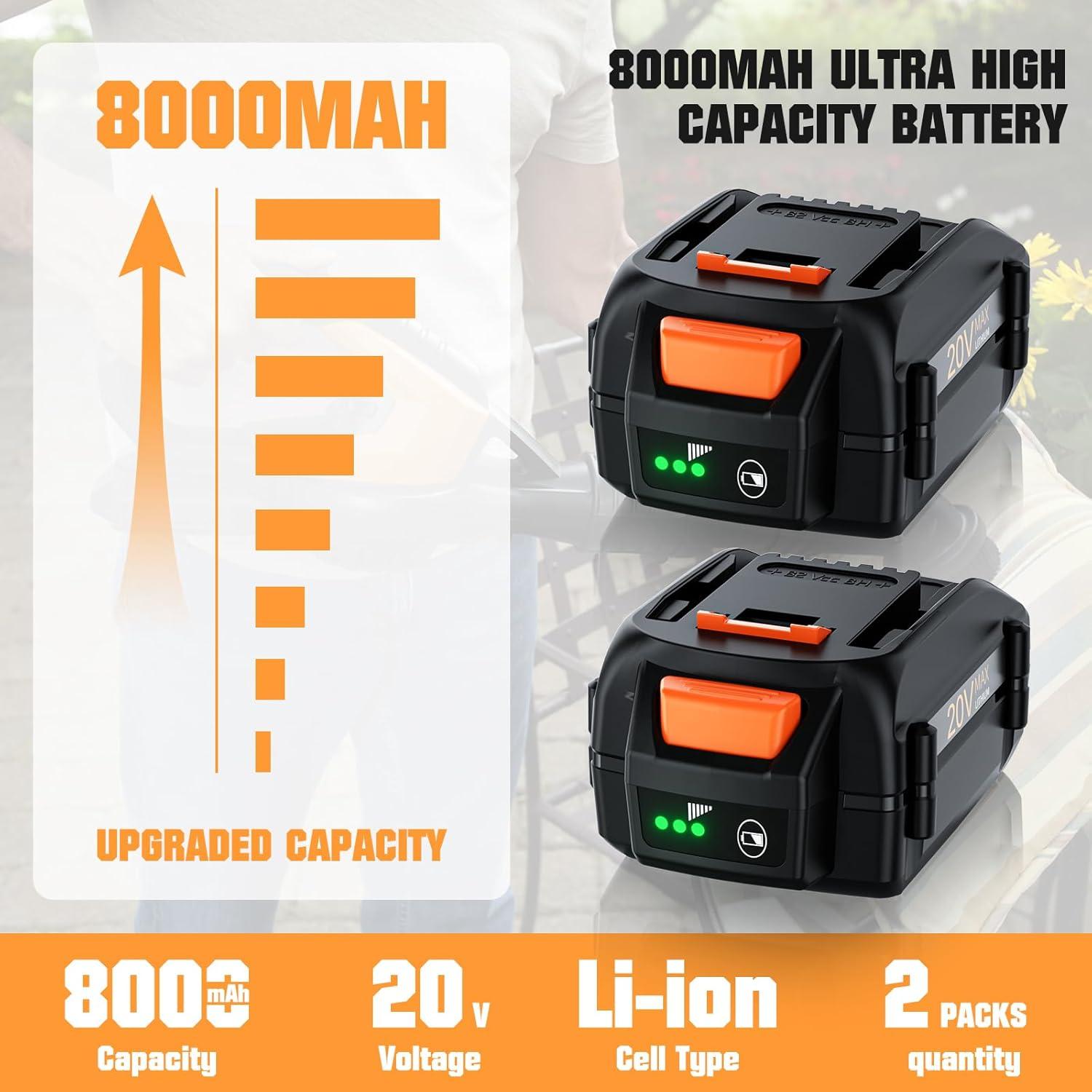 Batería 8000mAh 20V POWTREE Compatible con Worx WA3520