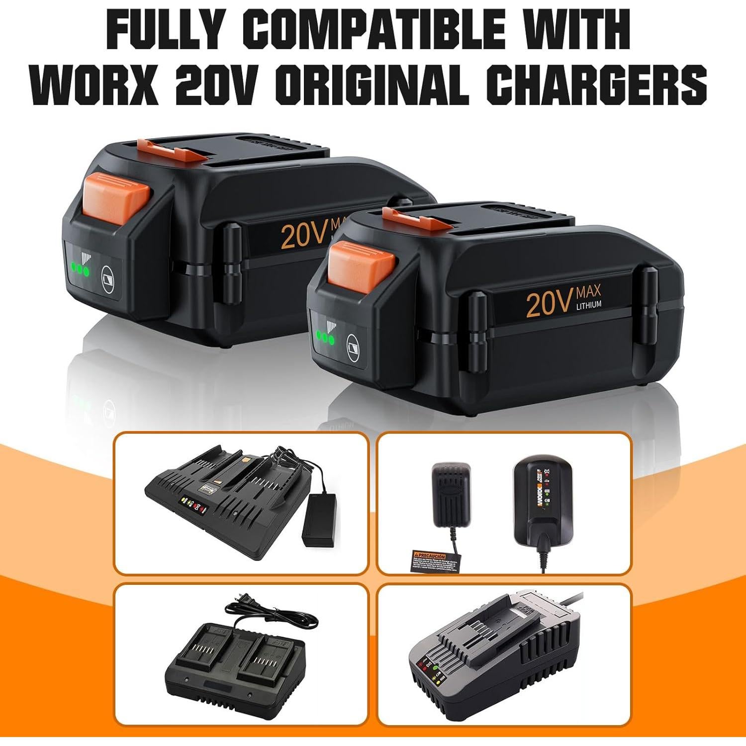 Batería 8000mAh 20V POWTREE Compatible con Worx WA3520