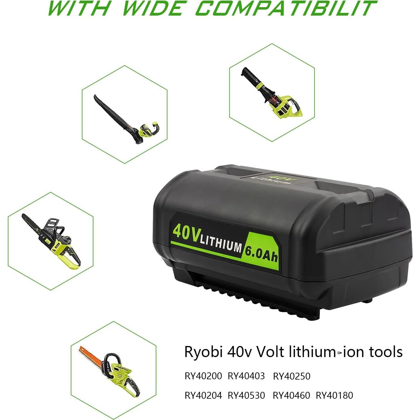 Batería de Reemplazo 40V 6.0Ah Ryobi Litio-ion Alta Capacidad