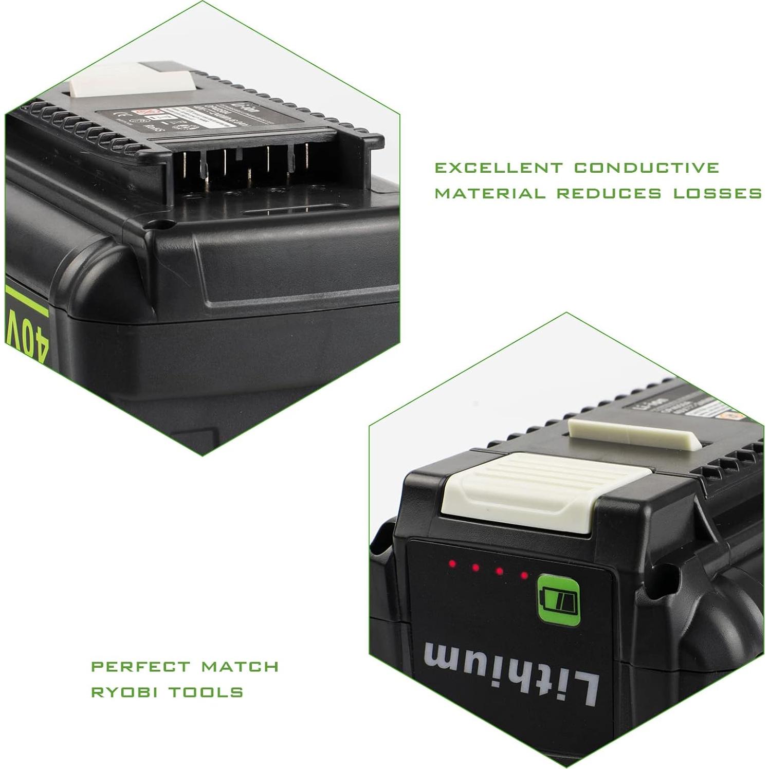 Batería de Reemplazo 40V 6.0Ah Ryobi Litio-ion Alta Capacidad