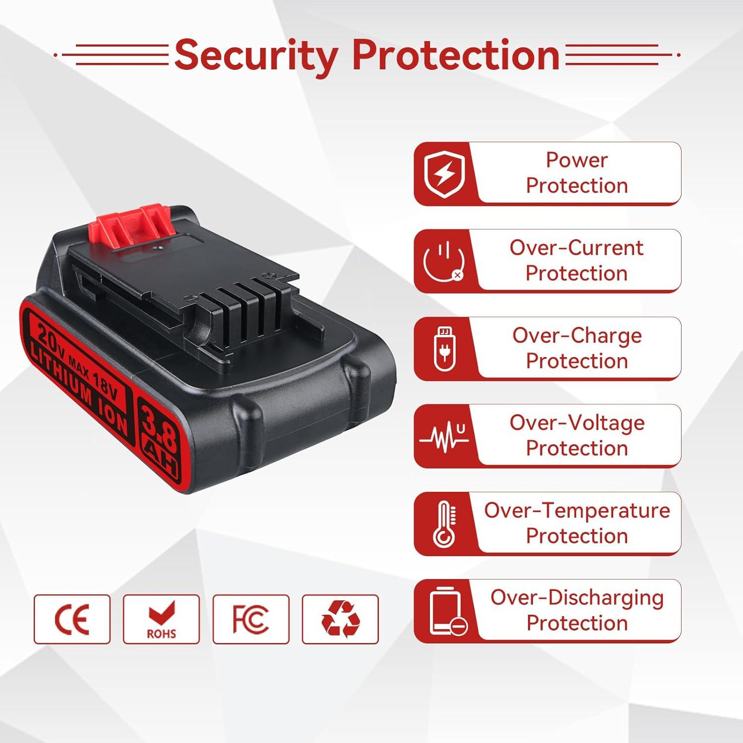 Batería de Litio VANTTECH 20V 3.8Ah para Black & Decker