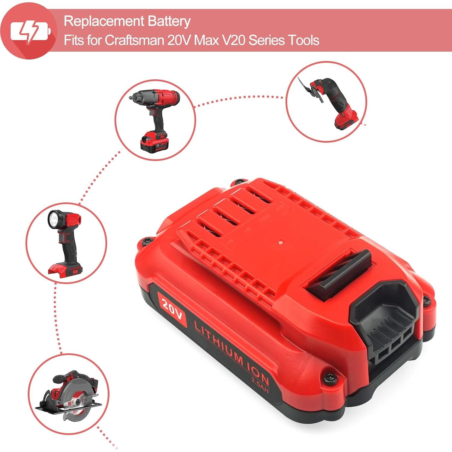 Batería de Reemplazo Craftsman 20V V20 CMCB202 3500mAh (2 Unidades)