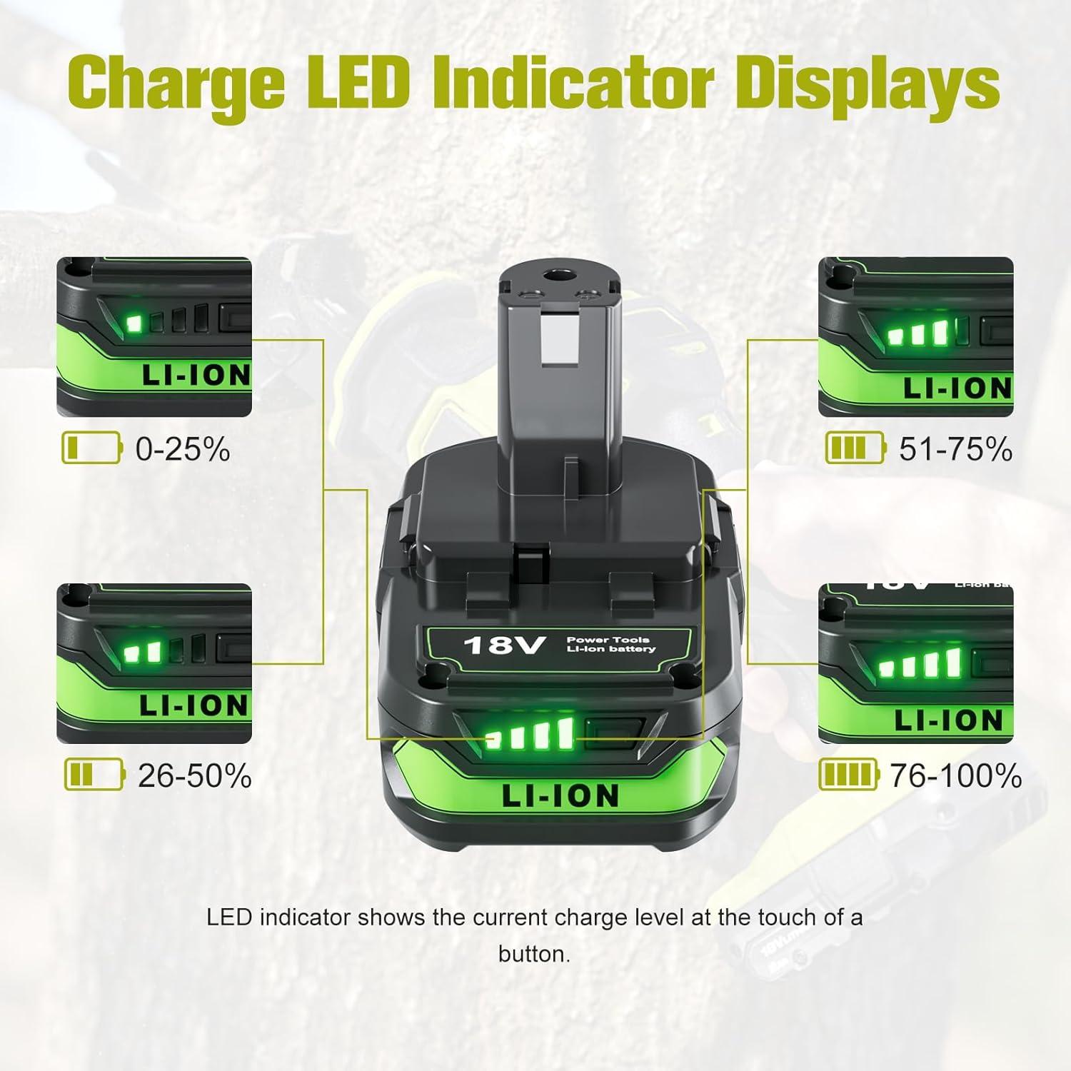 Batería Li-Ion 4000mAh POWTREE para Ryobi 18V P107 P102 P103