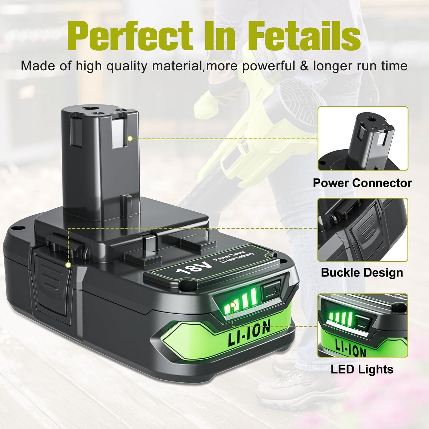 Batería Li-Ion 4000mAh POWTREE para Ryobi 18V P107 P102 P103