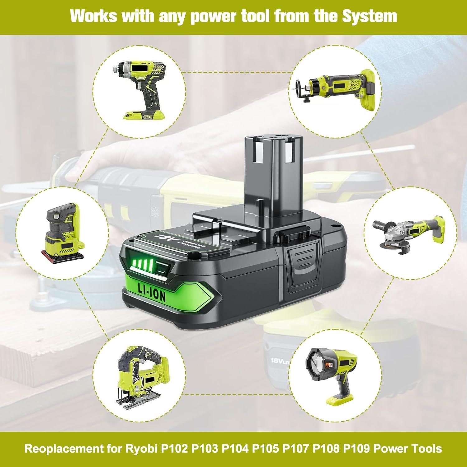 Batería Li-Ion 4000mAh POWTREE para Ryobi 18V P107 P102 P103