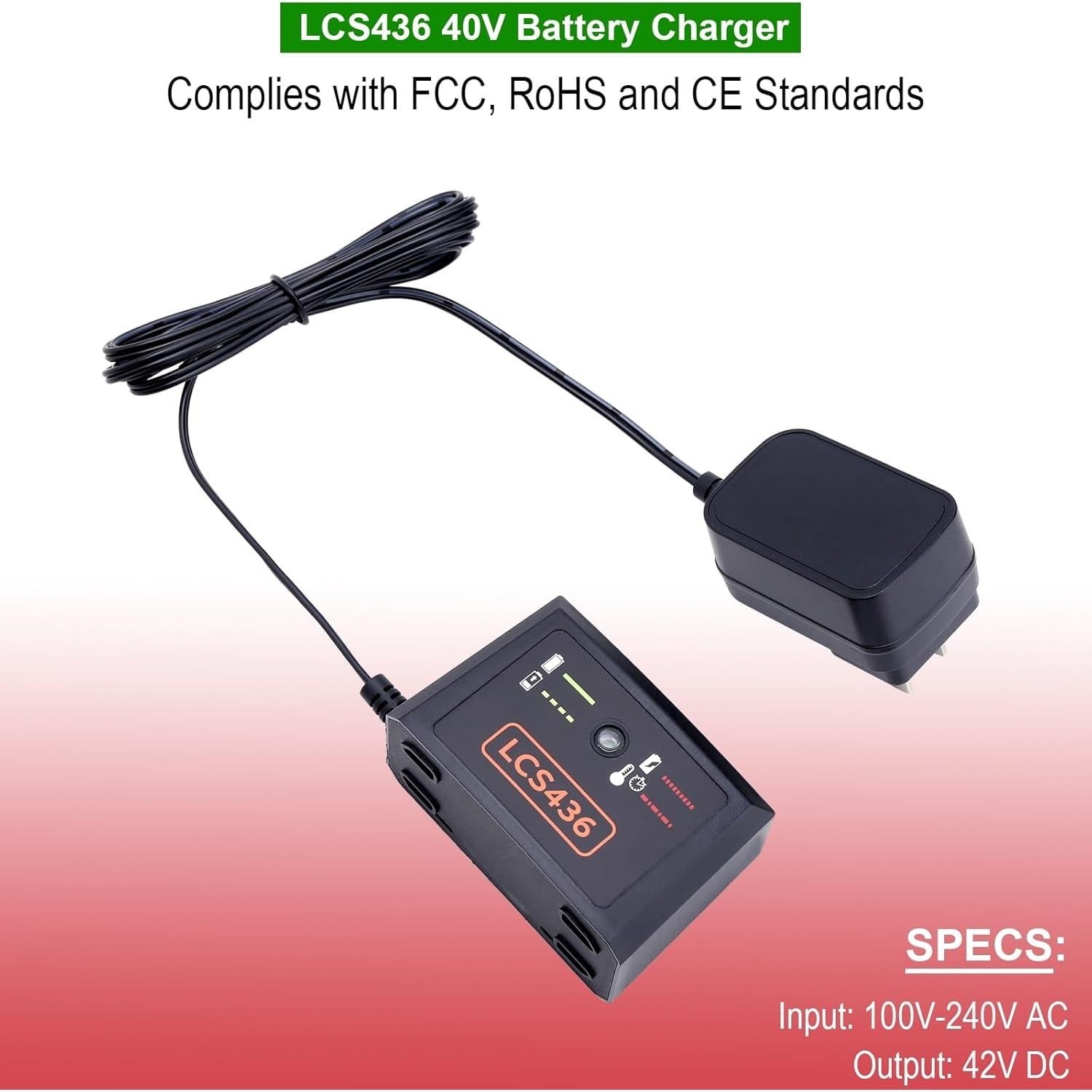 Cargador 40V Black & Decker LCS436 Compatible 36V Litio