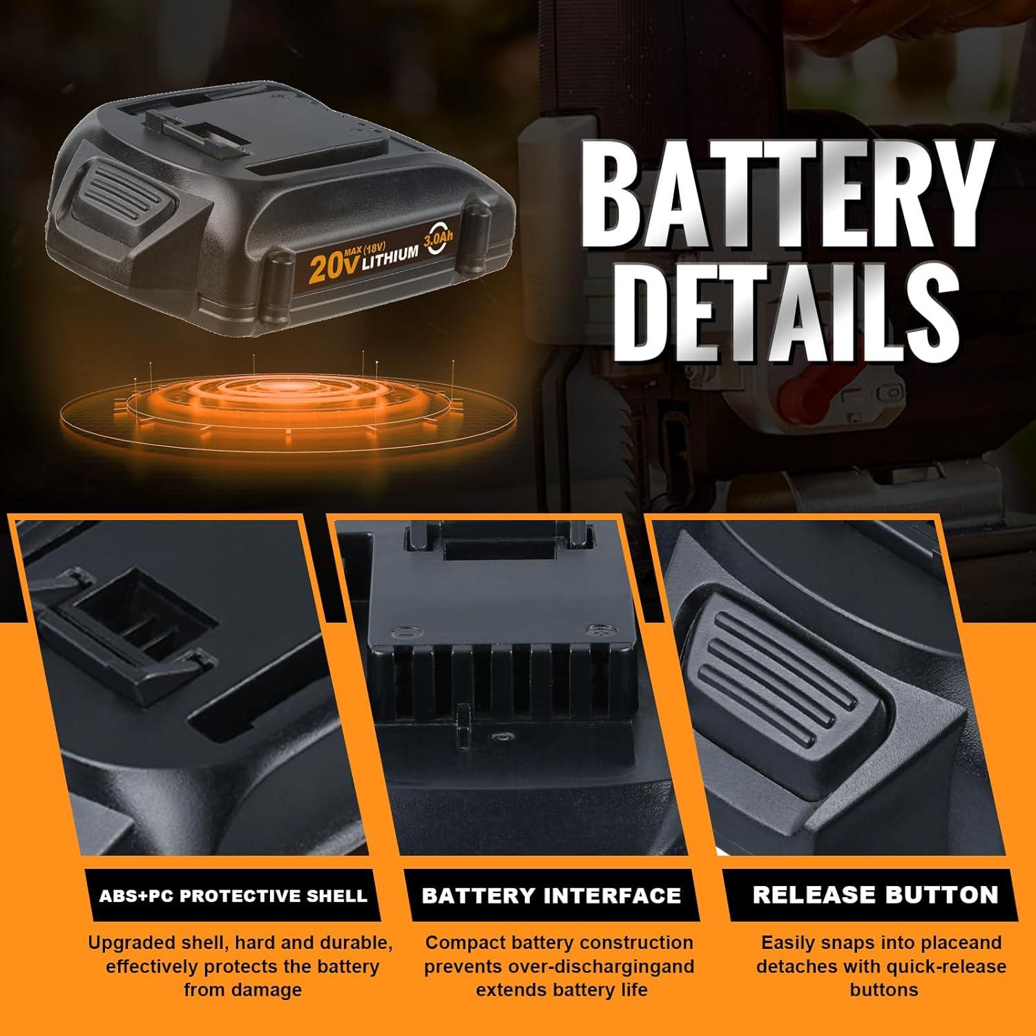 Batería de Reemplazo 20V VINIDA 3000mAh para Herramientas Worx