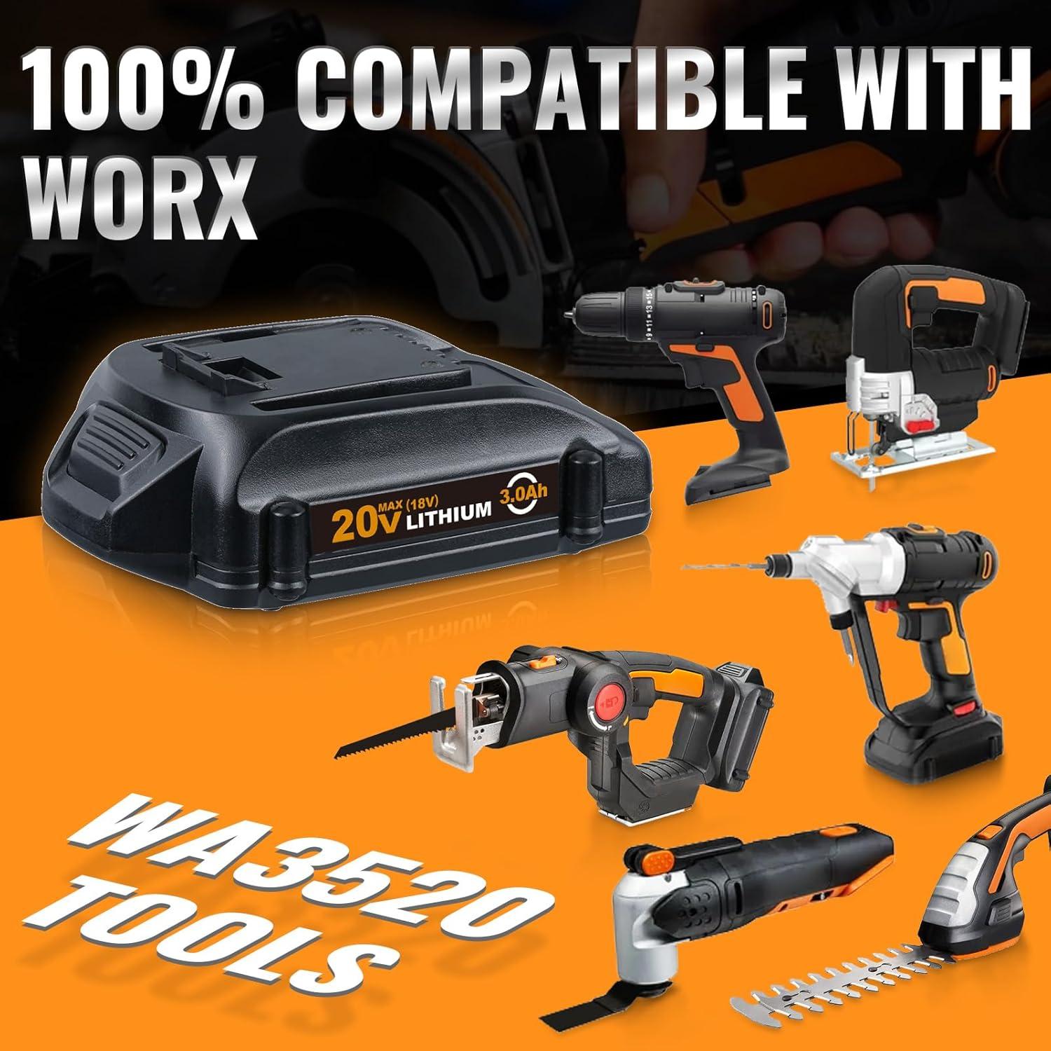 Batería de Reemplazo 20V VINIDA 3000mAh para Herramientas Worx