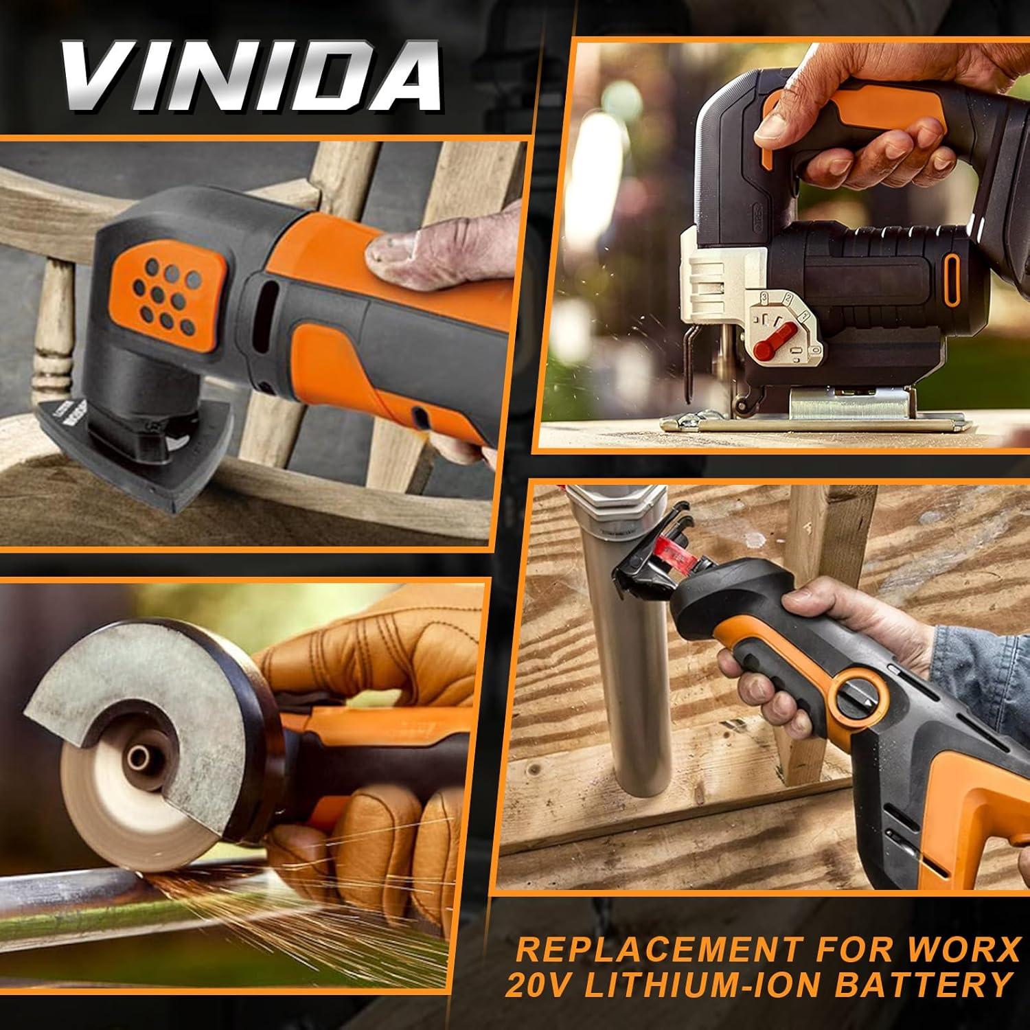 Batería de Reemplazo 20V VINIDA 3000mAh para Herramientas Worx