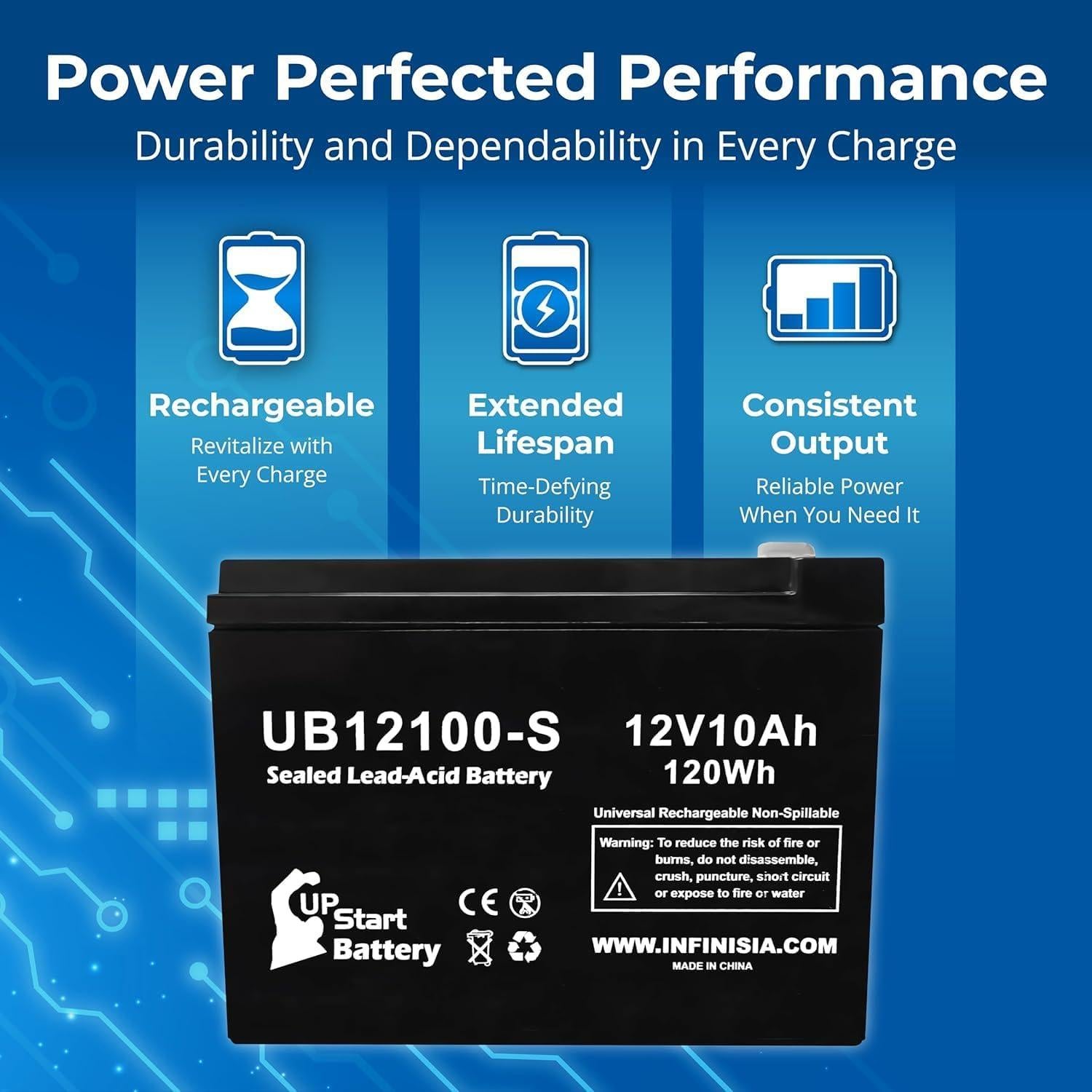 Paquete de 2 Baterías 12V 10Ah UpStart para Cortadoras Neuton CE5