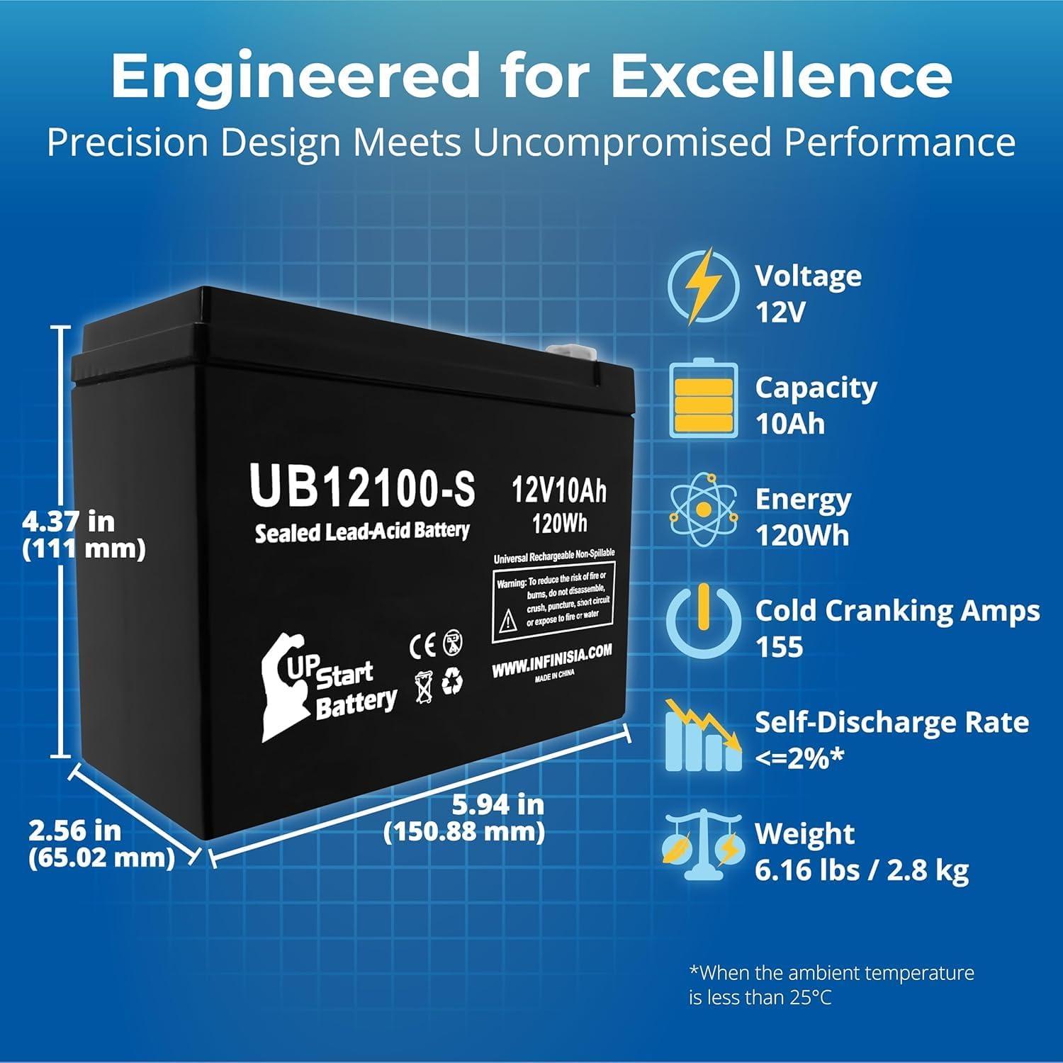 Paquete de 2 Baterías 12V 10Ah UpStart para Cortadoras Neuton CE5