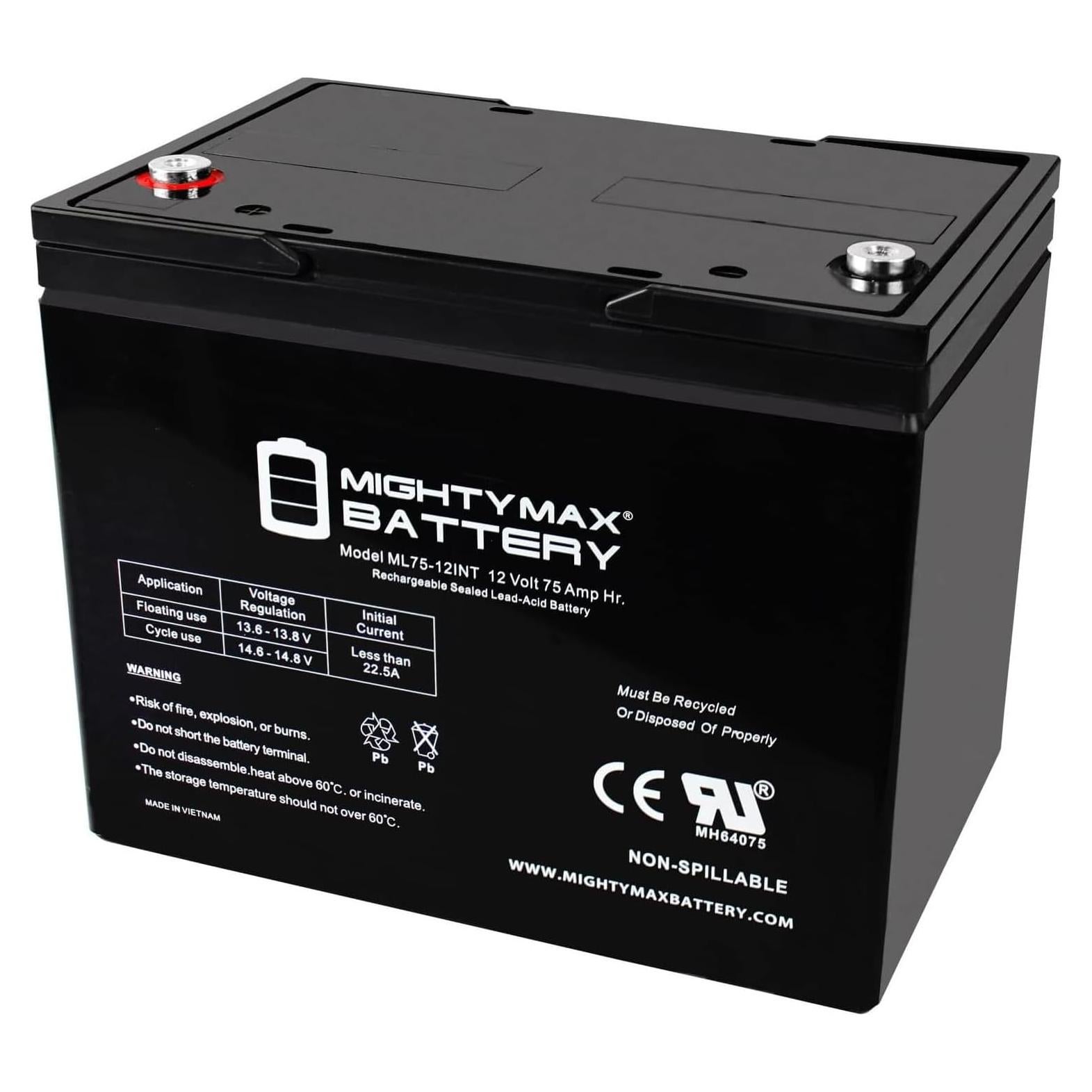 Batería Recargable SLA AGM 12V 75AH Mighty Max ML75-12INT