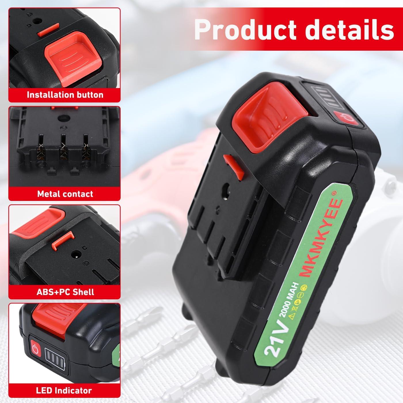 Batería de Litio 21V MKMKYEE III 2.0Ah con Pantalla LED