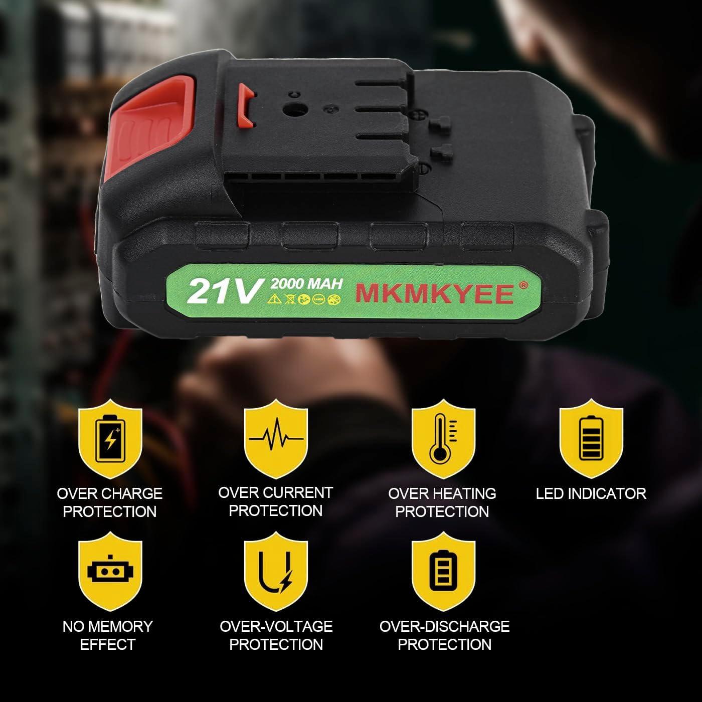 Batería de Litio 21V MKMKYEE III 2.0Ah con Pantalla LED