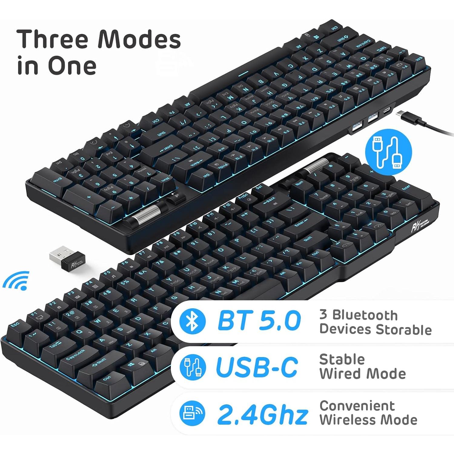 Teclado Mecánico RK ROYAL KLUDGE RK96 96 Teclas Inalámbrico