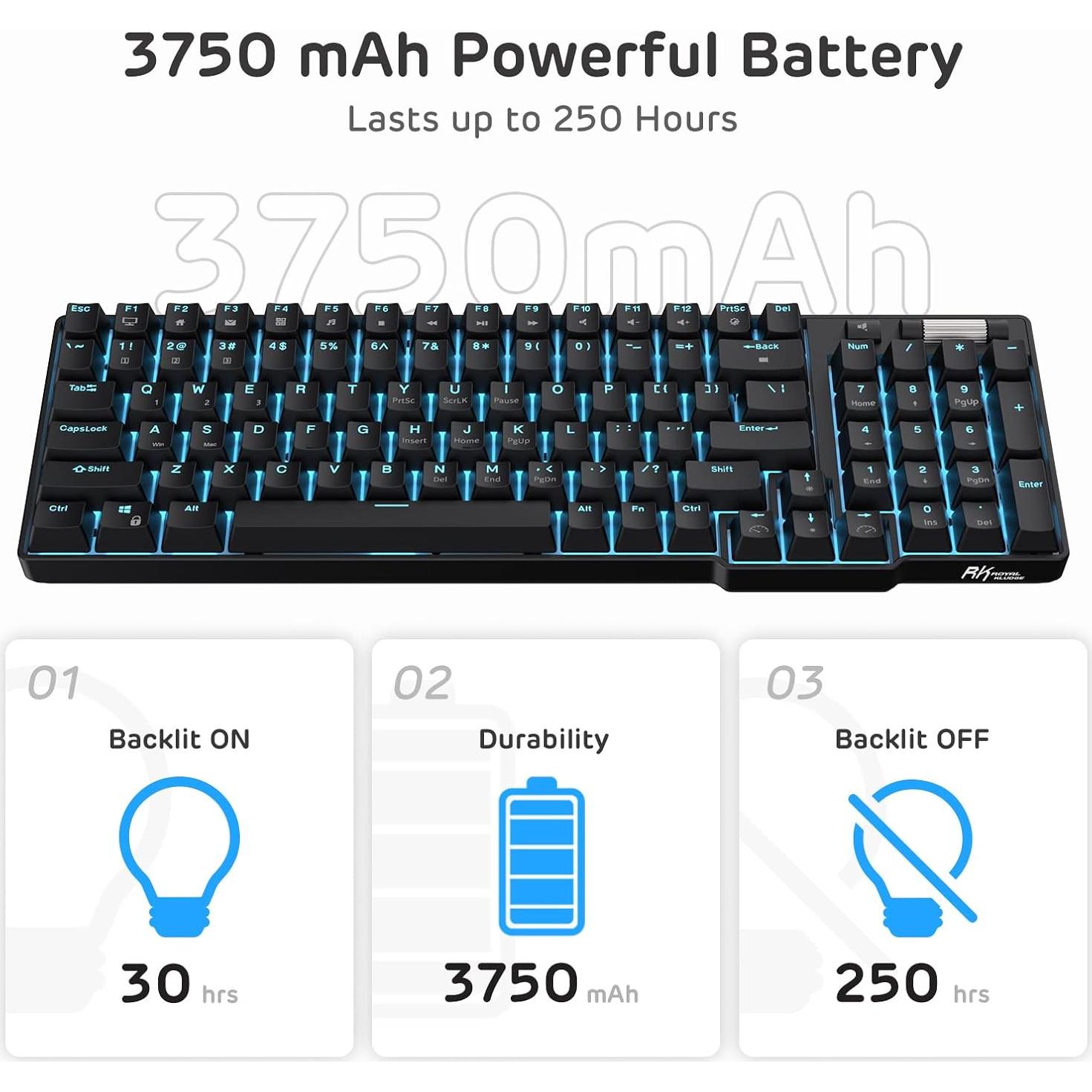 Teclado Mecánico RK ROYAL KLUDGE RK96 96 Teclas Inalámbrico