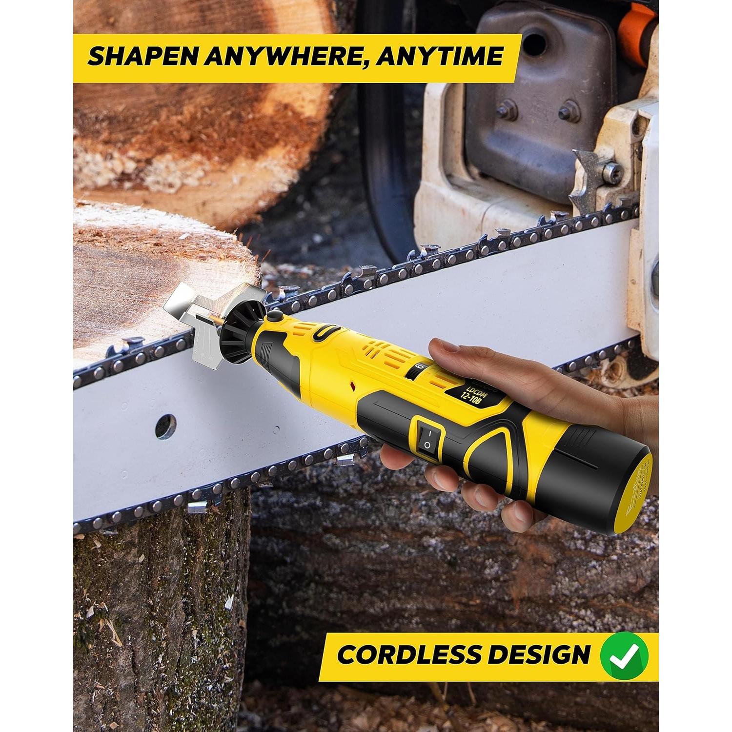 Afilador de Motosierra Inalámbrico EzzDoo 12V con 6 Puntas