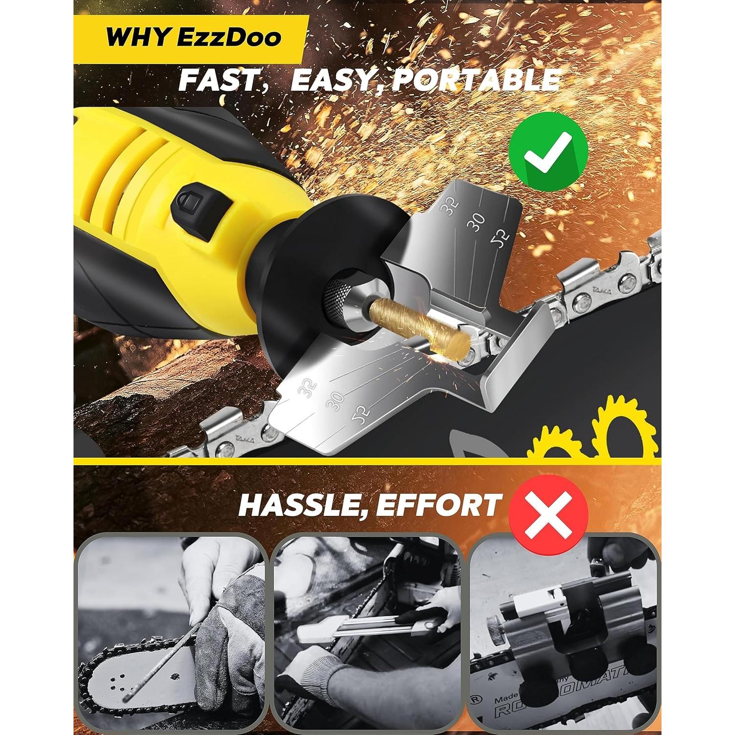 Afilador de Motosierra Inalámbrico EzzDoo 12V con 6 Puntas