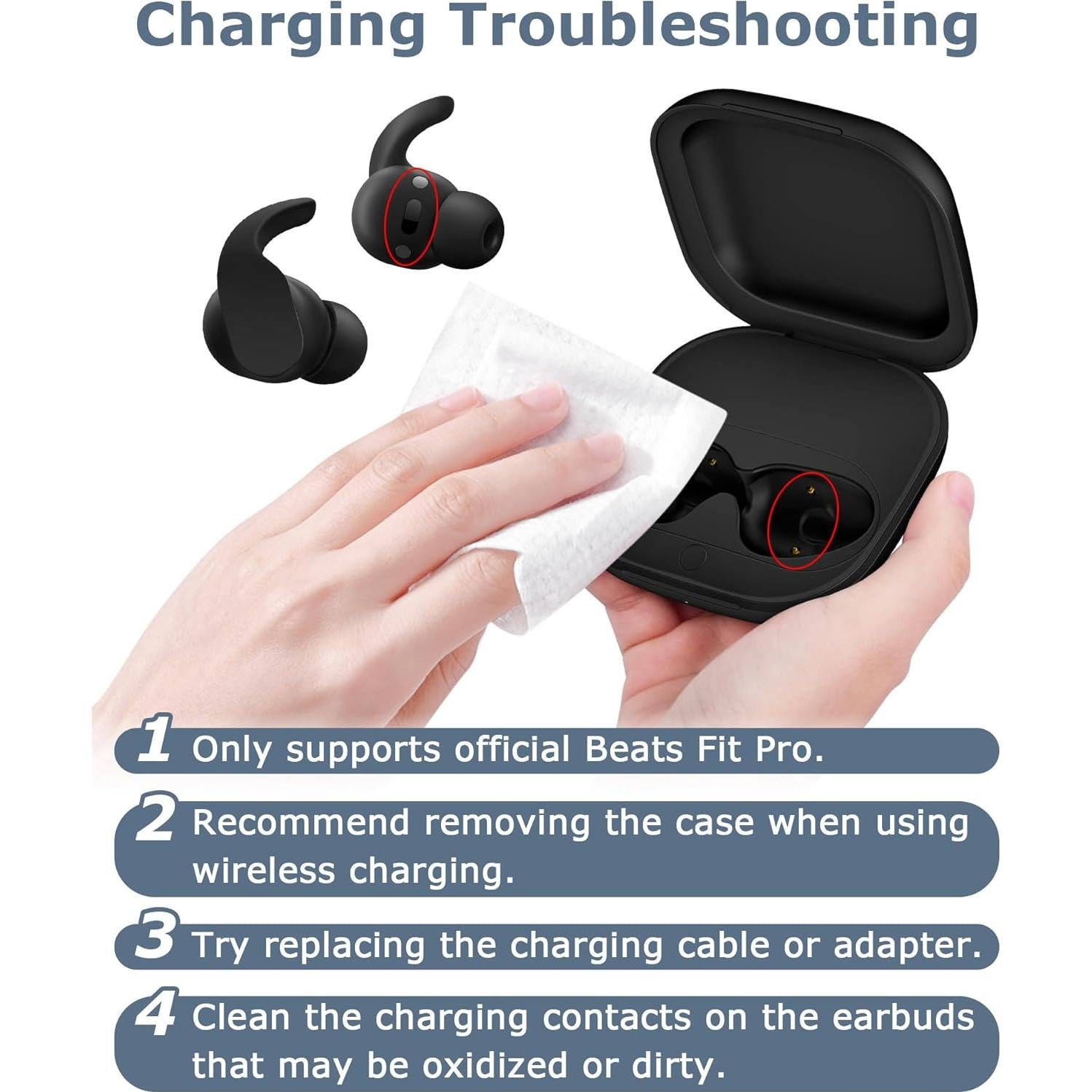 Funda de Carga Inalámbrica XCZNAGS para Beats Fit Pro 700mAh