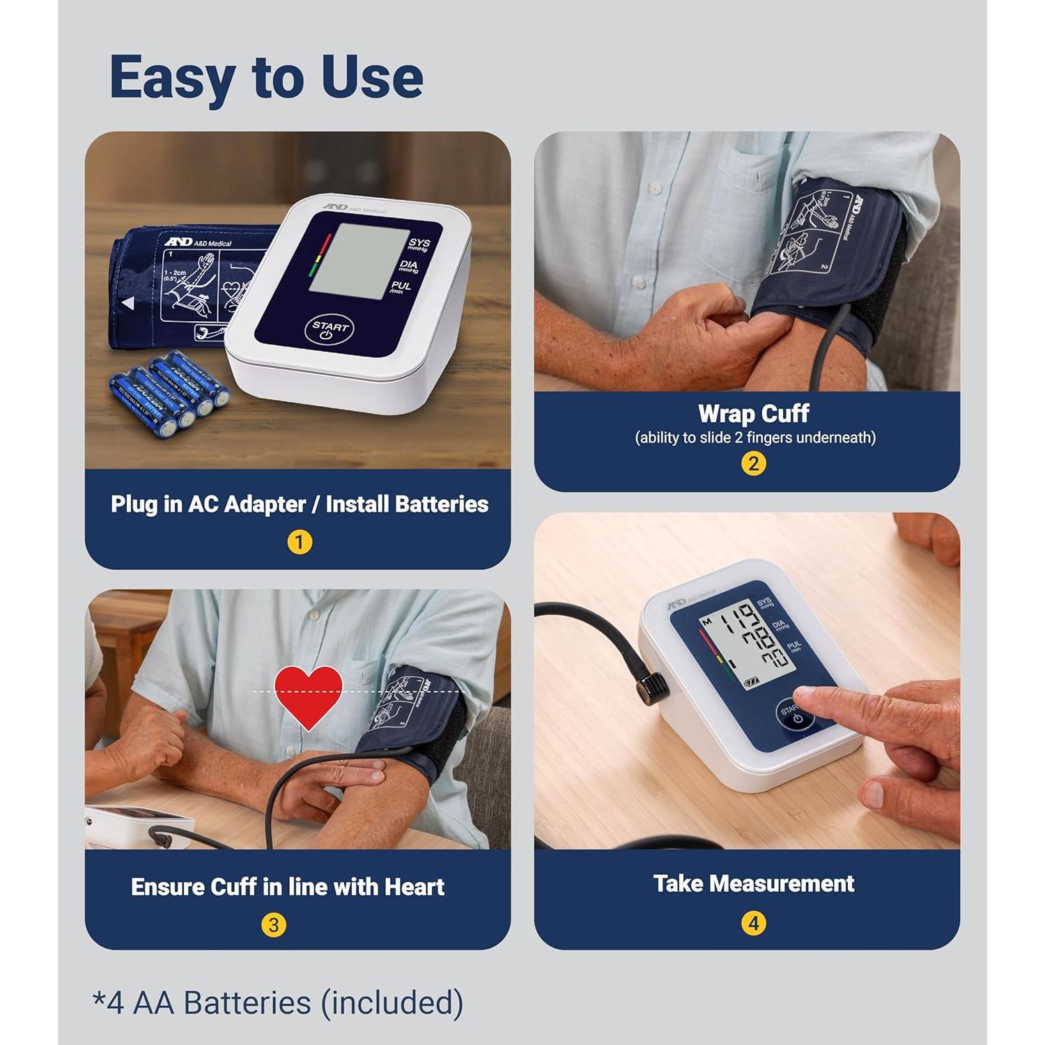Monitor de Presión Arterial A&D Medical UA-651 con Manguito Amplio