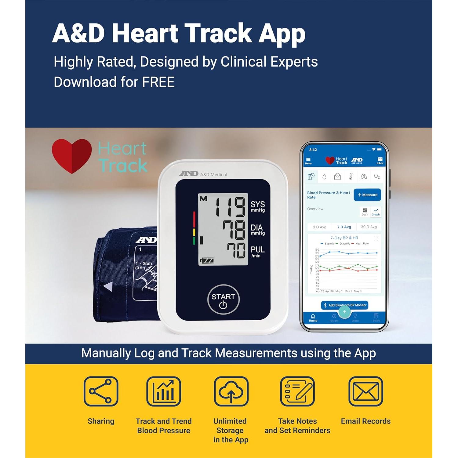 Monitor de Presión Arterial A&D Medical UA-651 con Manguito Amplio