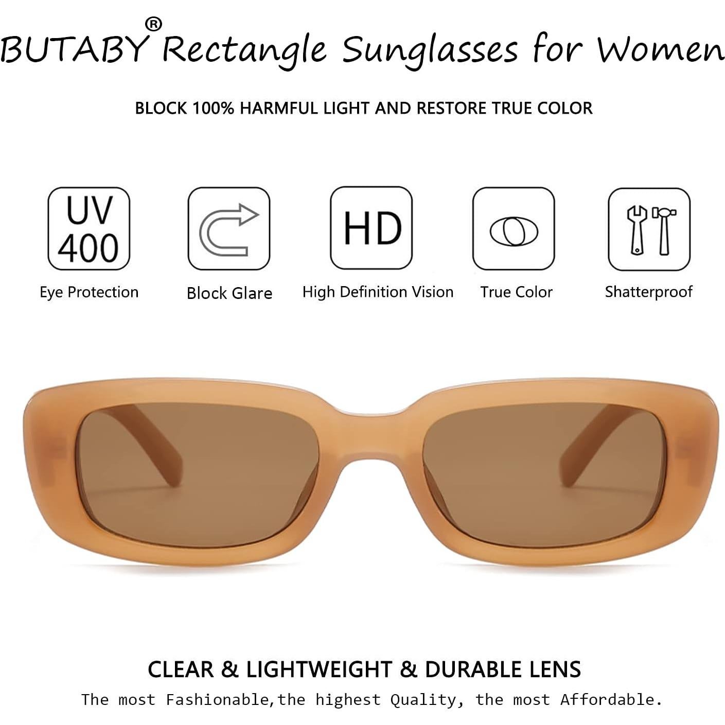 Gafas de sol BUTABY para mujeres retro UV400 marco beige