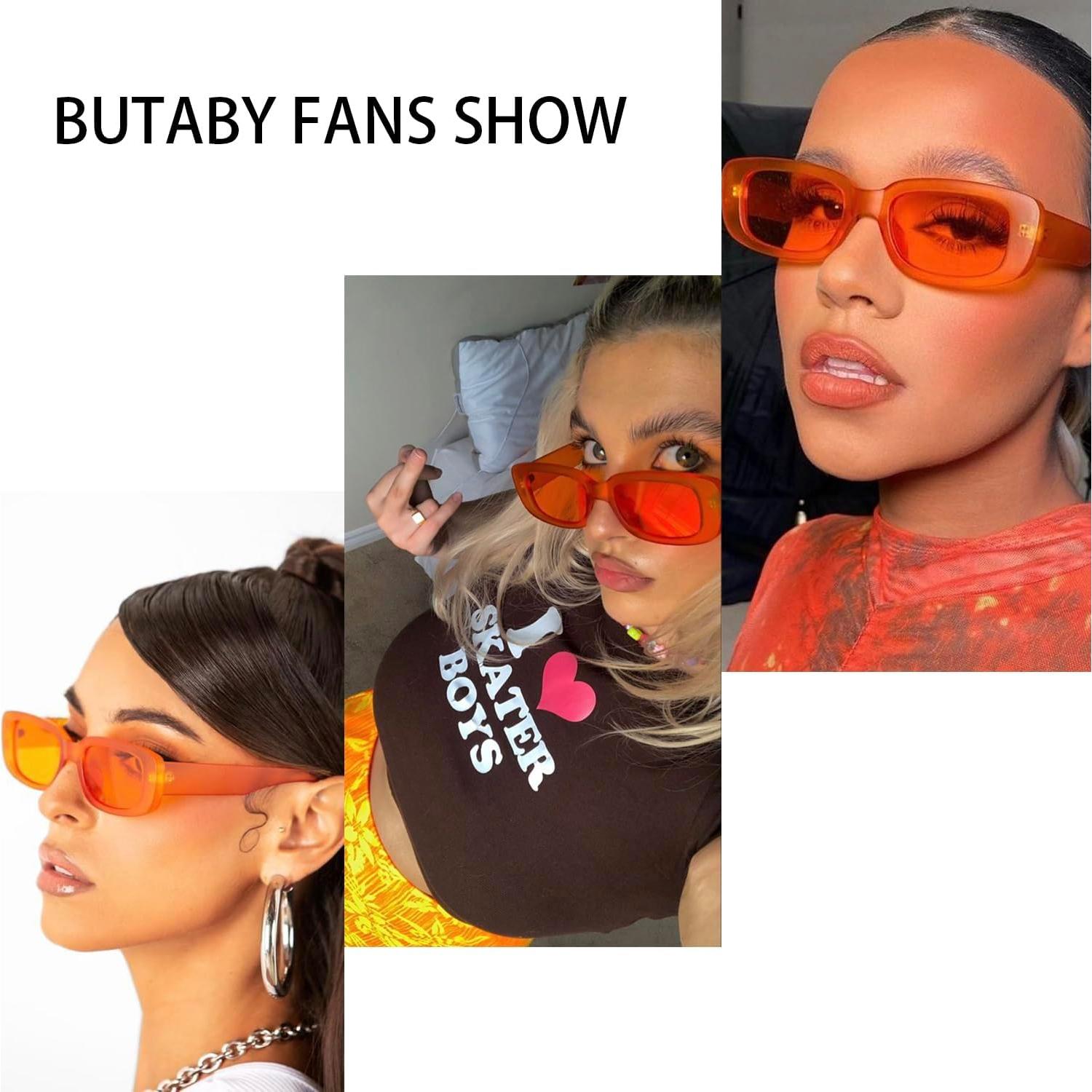 Gafas de sol BUTABY retro UV400 para mujeres, marco negro