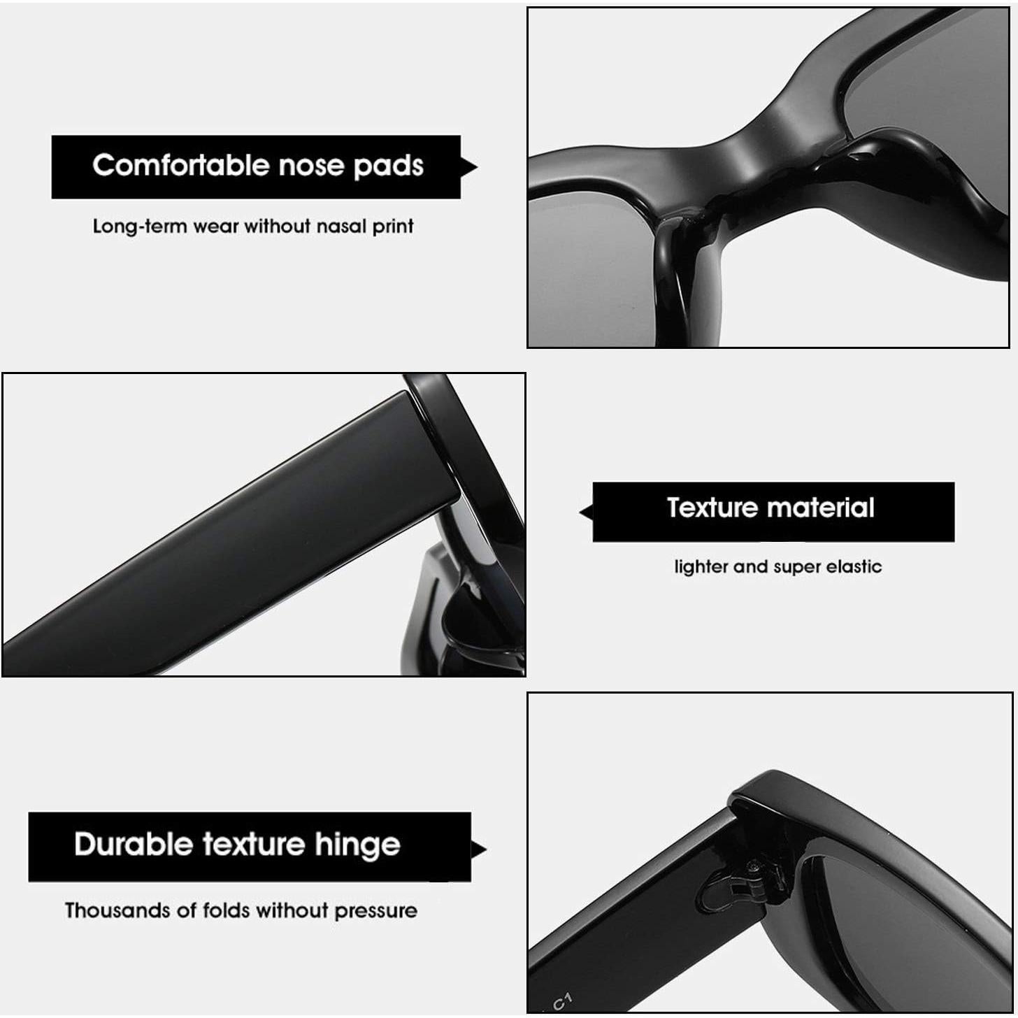 Gafas de sol BUTABY retro UV400 para mujeres, marco negro