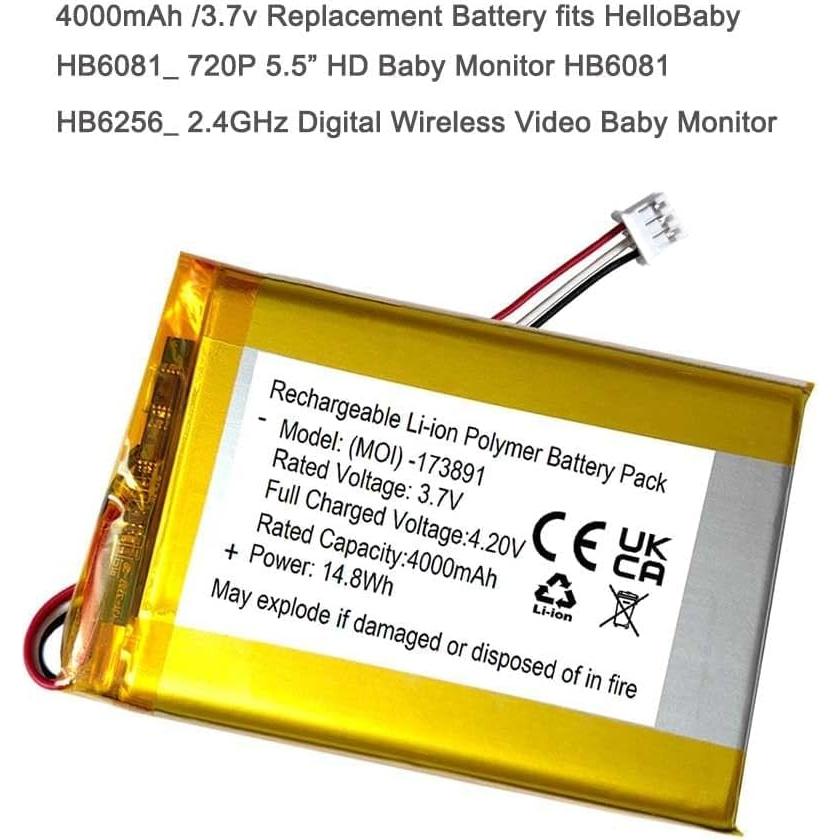 Batería recargable 3.7V 4000mAh para monitor HelloBaby HB6560/HB6081/HB6250