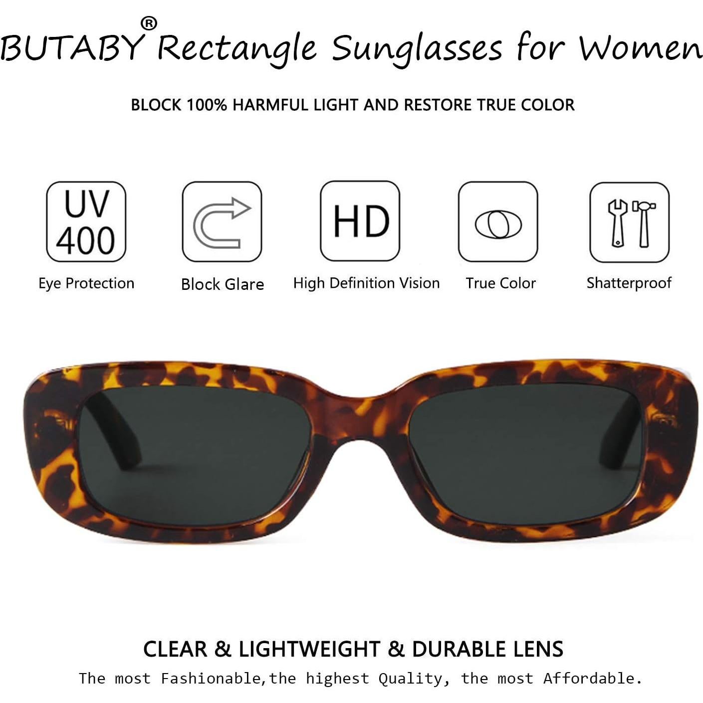 Gafas de sol BUTABY para mujeres, retro UV400, marco leopardo