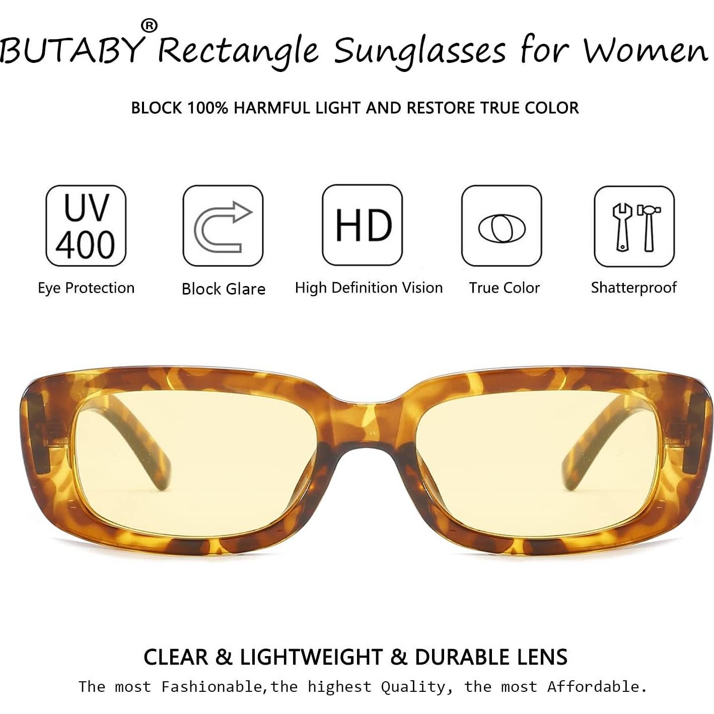 Gafas de sol BUTABY para mujeres retro UV400 estilo 90s