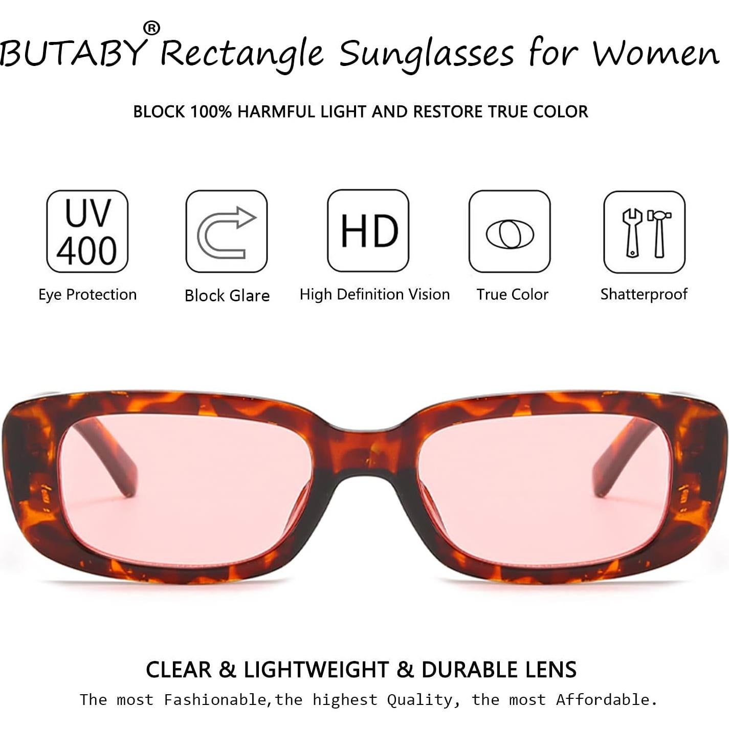Gafas de Sol BUTABY Rectangulares UV400 Moda Vintage