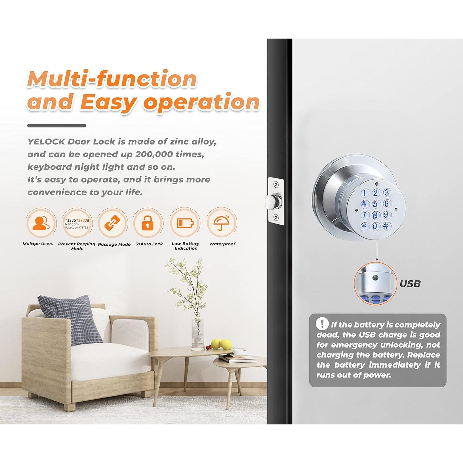 Perilla de puerta inteligente Buoan YL-99 plata con teclado