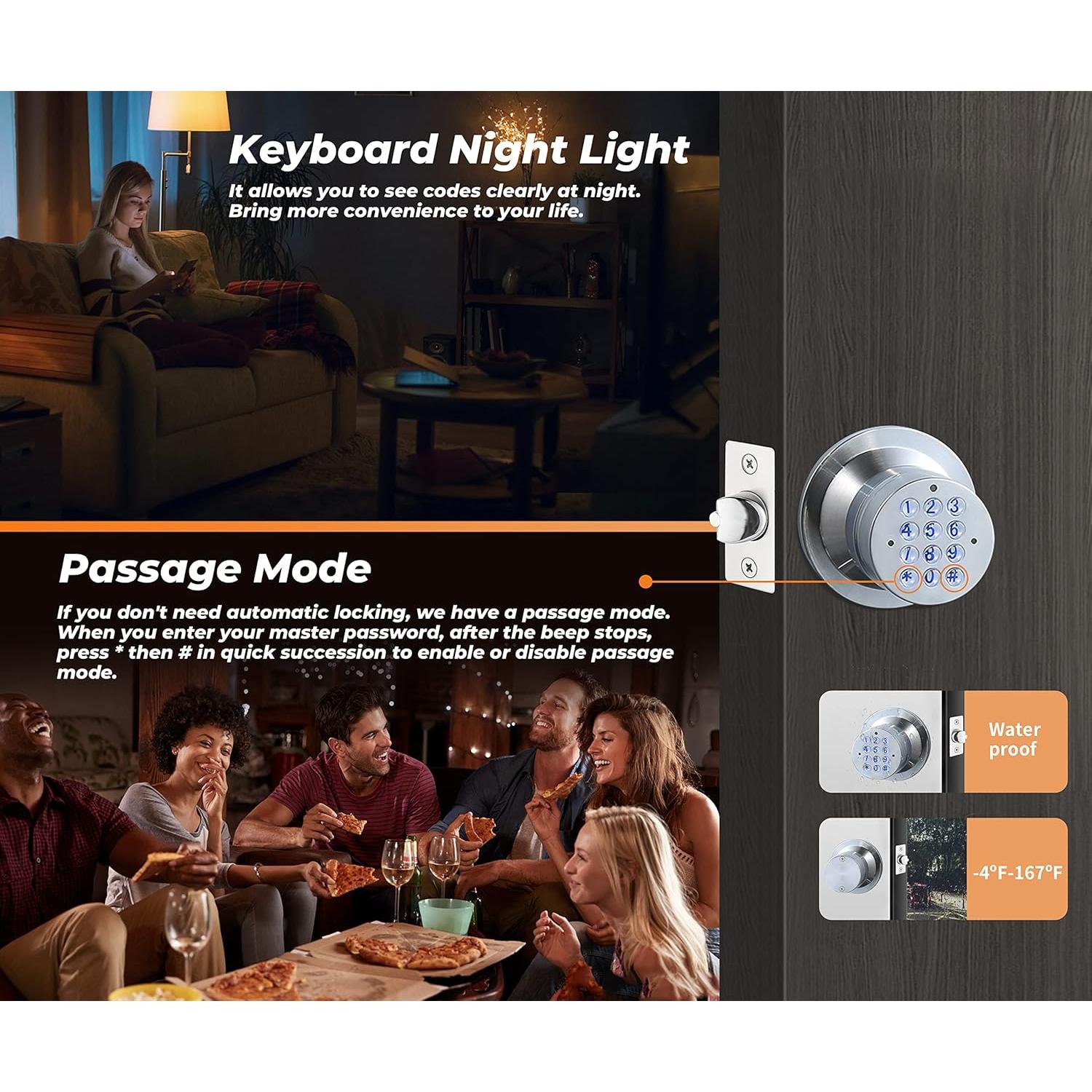 Perilla de puerta inteligente Buoan YL-99 plata con teclado