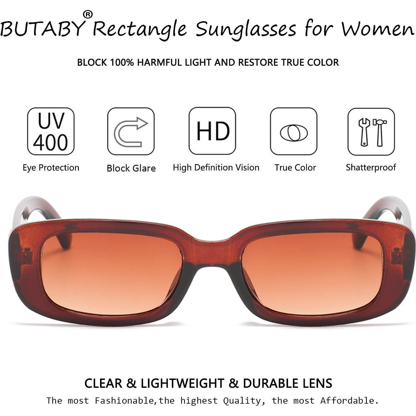 Gafas de Sol BUTABY Rectangulares UV400 para Mujeres