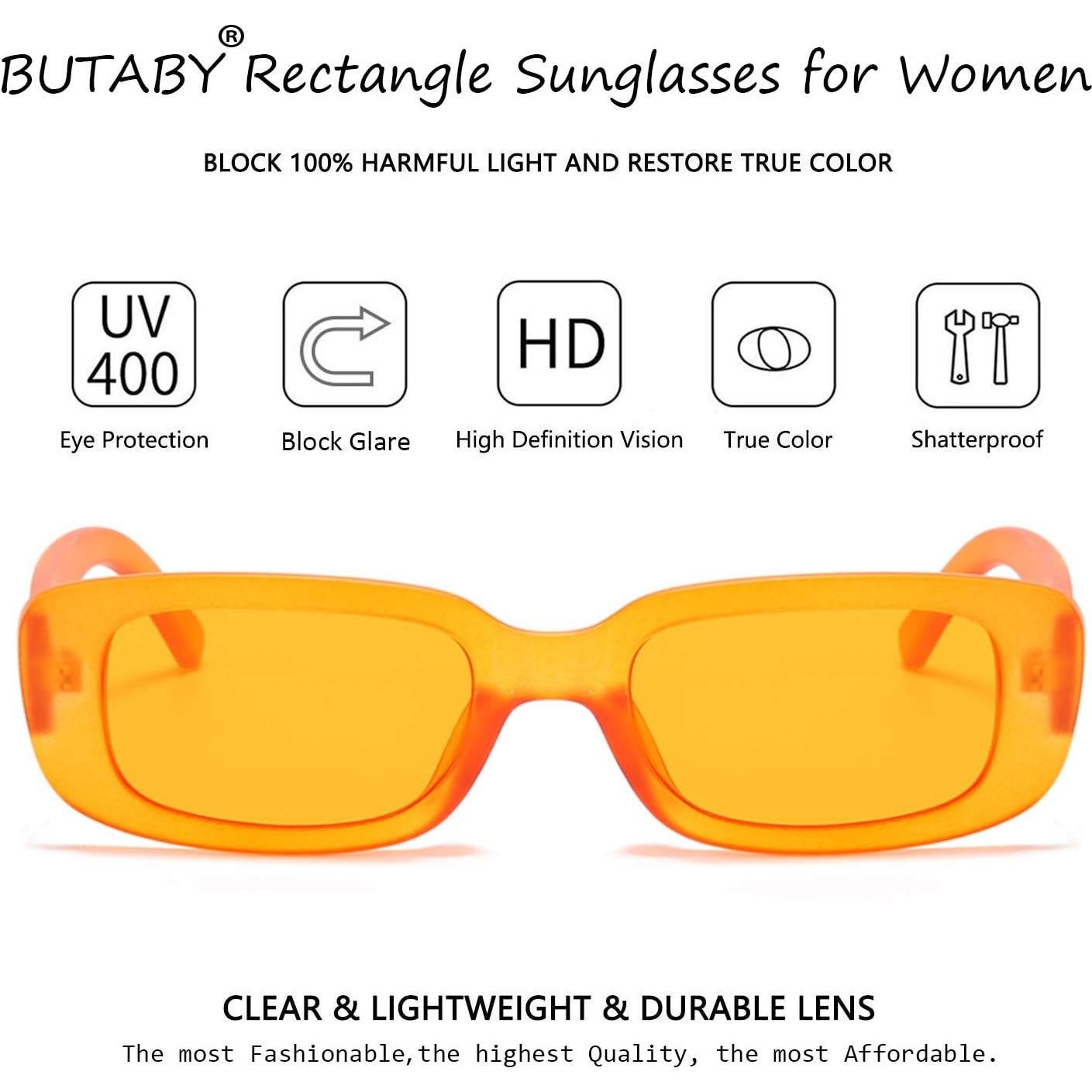 Gafas de sol BUTABY para mujeres retro UV400 naranja