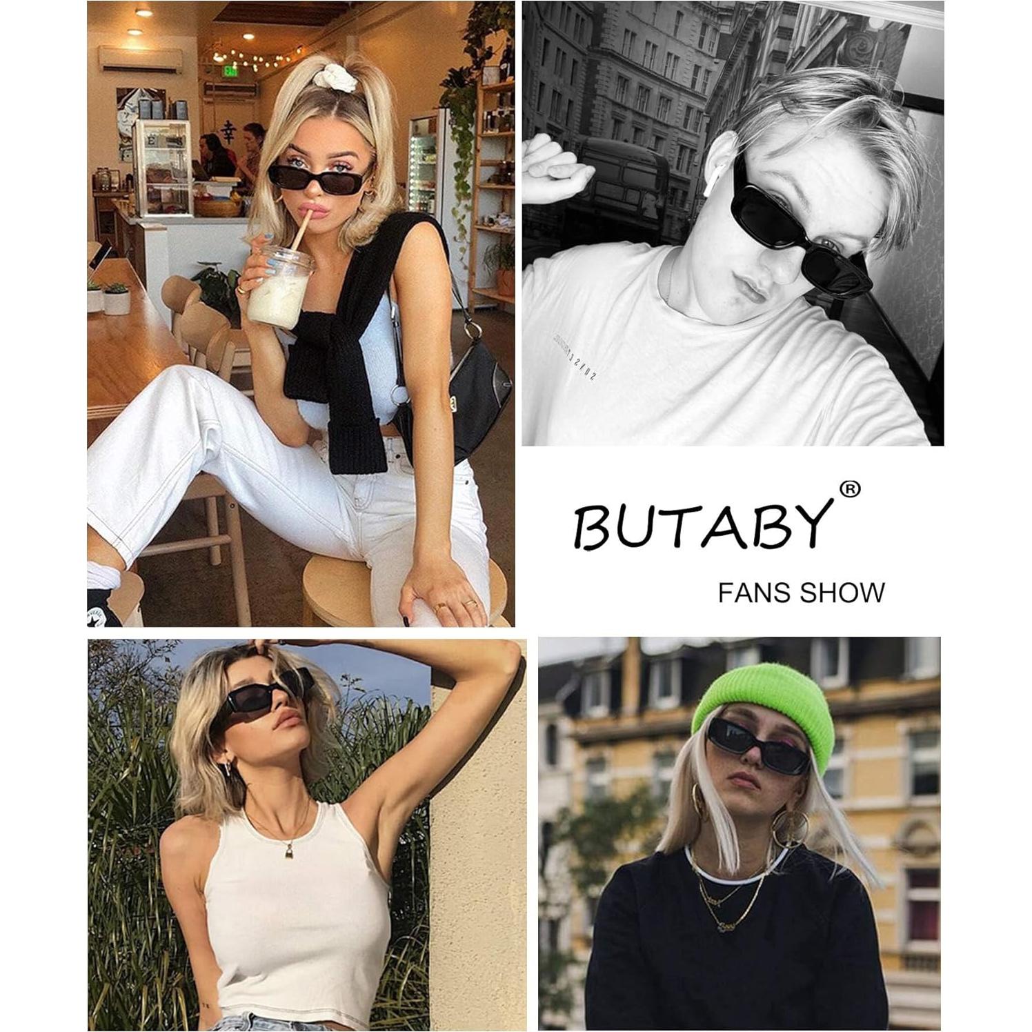 Gafas de sol BUTABY para mujer, retro UV400, marco verde