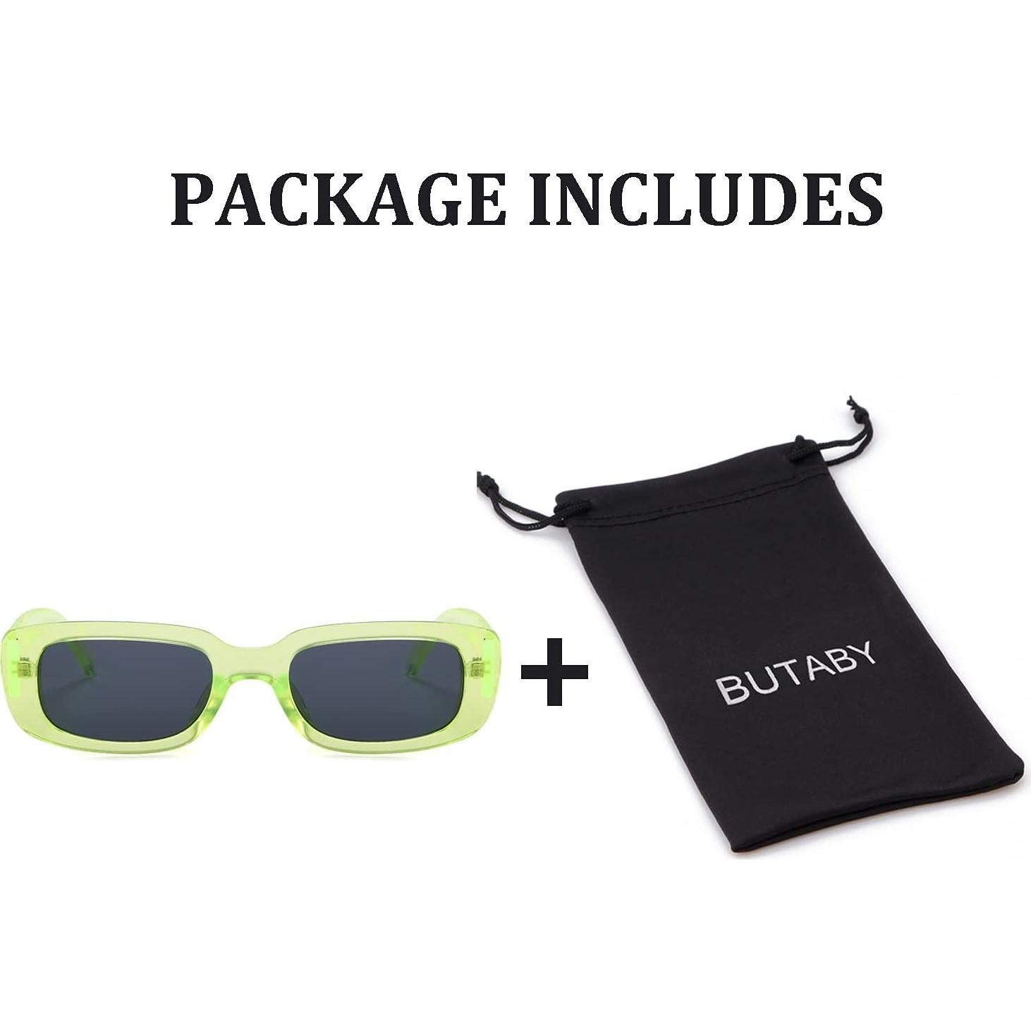 Gafas de sol BUTABY para mujer, retro UV400, marco verde