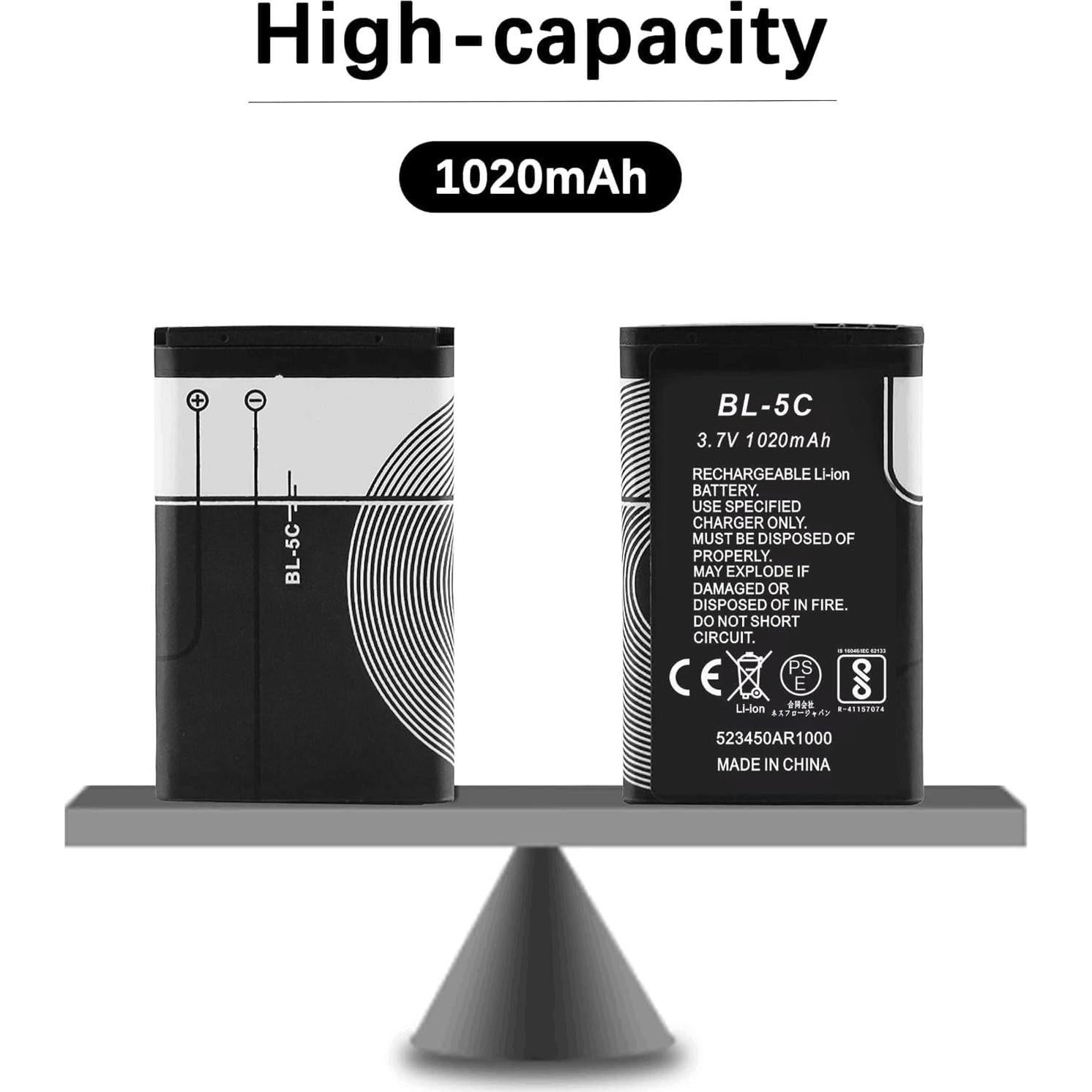 Batería recargable BL-5C 3.7V 1020mAh XHDATA - 2 Piezas